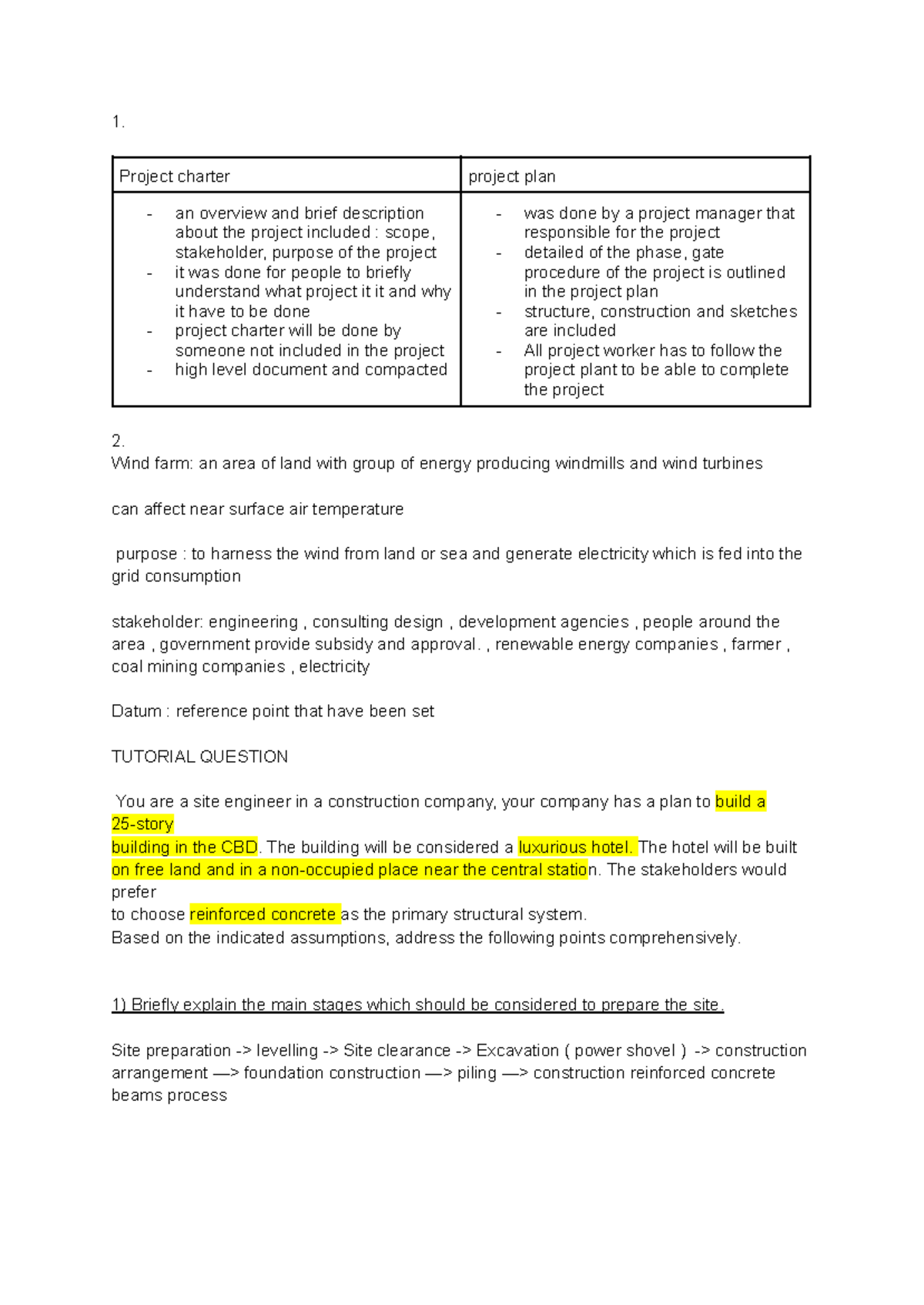Week 2 construction and survey tutorial - 1. Project charter project ...
