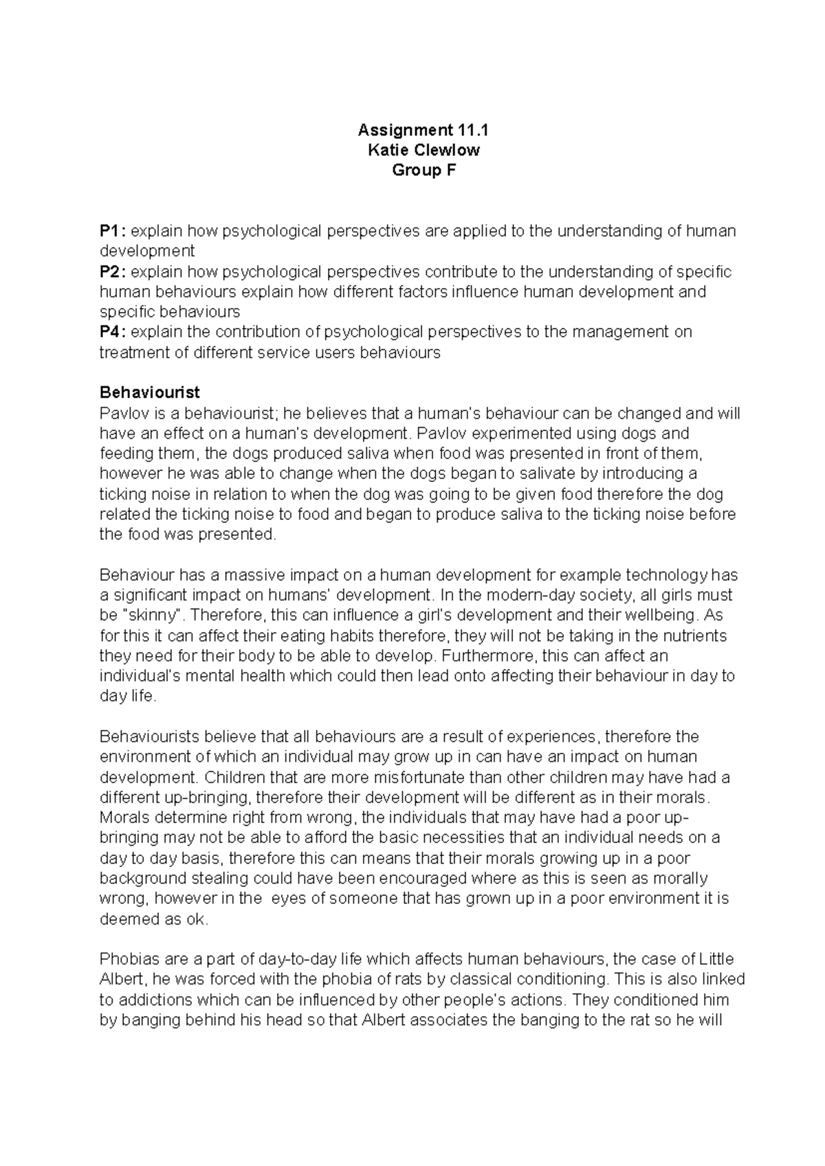Psychology Assignment PSY101 - Unit 11.1 Resubmission Insights on Human ...