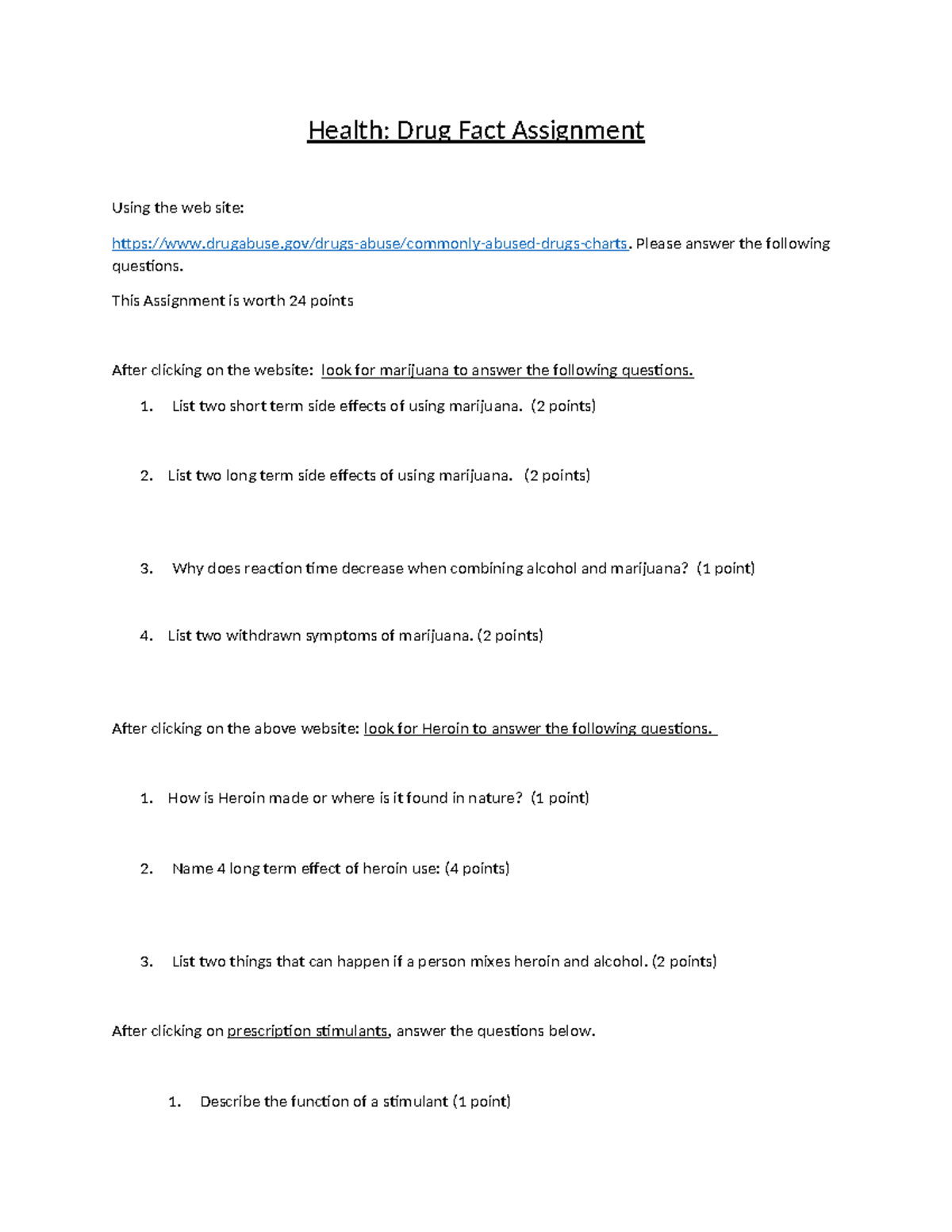 Drug Fact Sheet - its easy - Health: Drug Fact Assignment Using the web ...