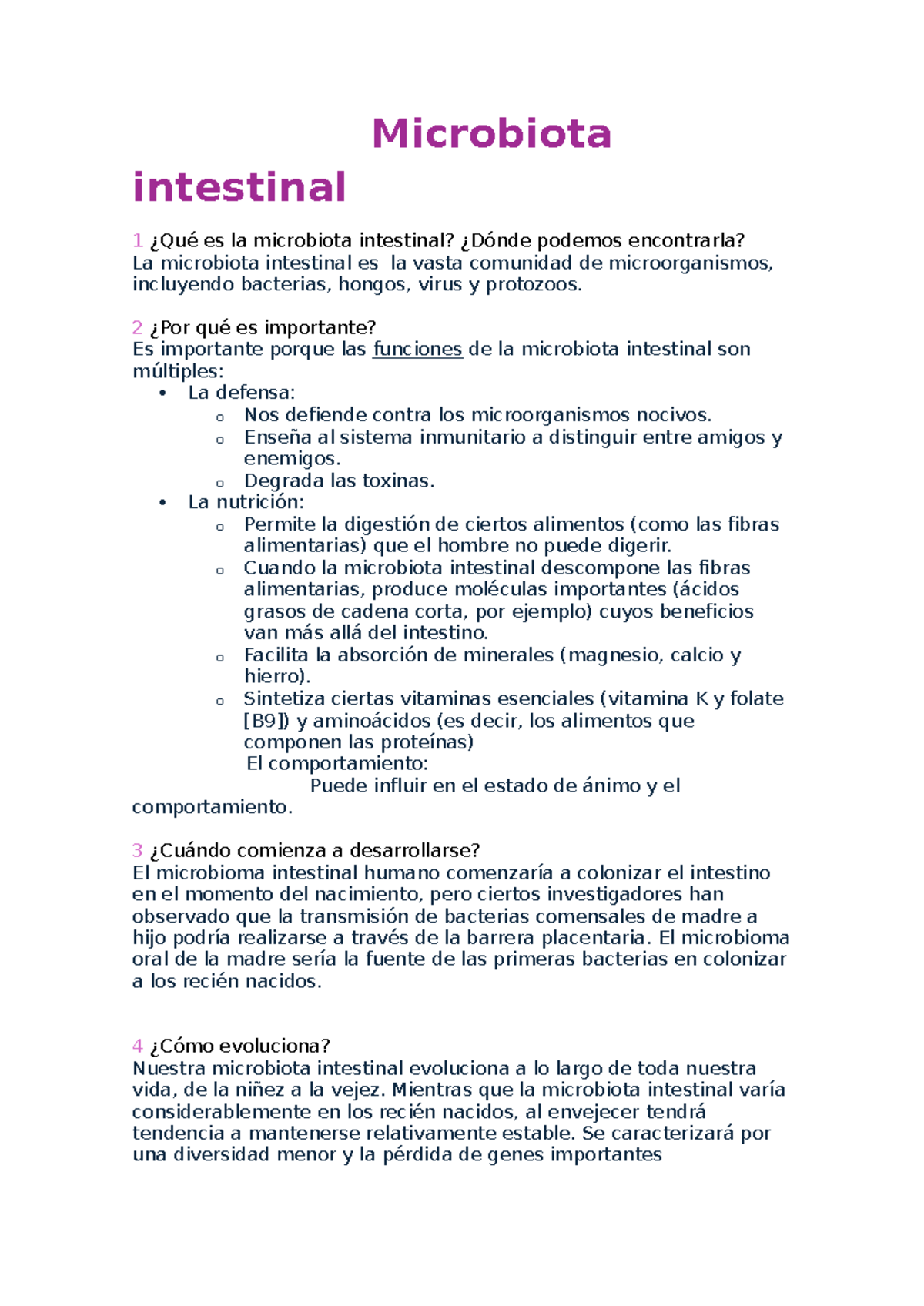 Trabajo BIO - ffjg: Importancia y Cuidado de la Microbiota Intestinal ...
