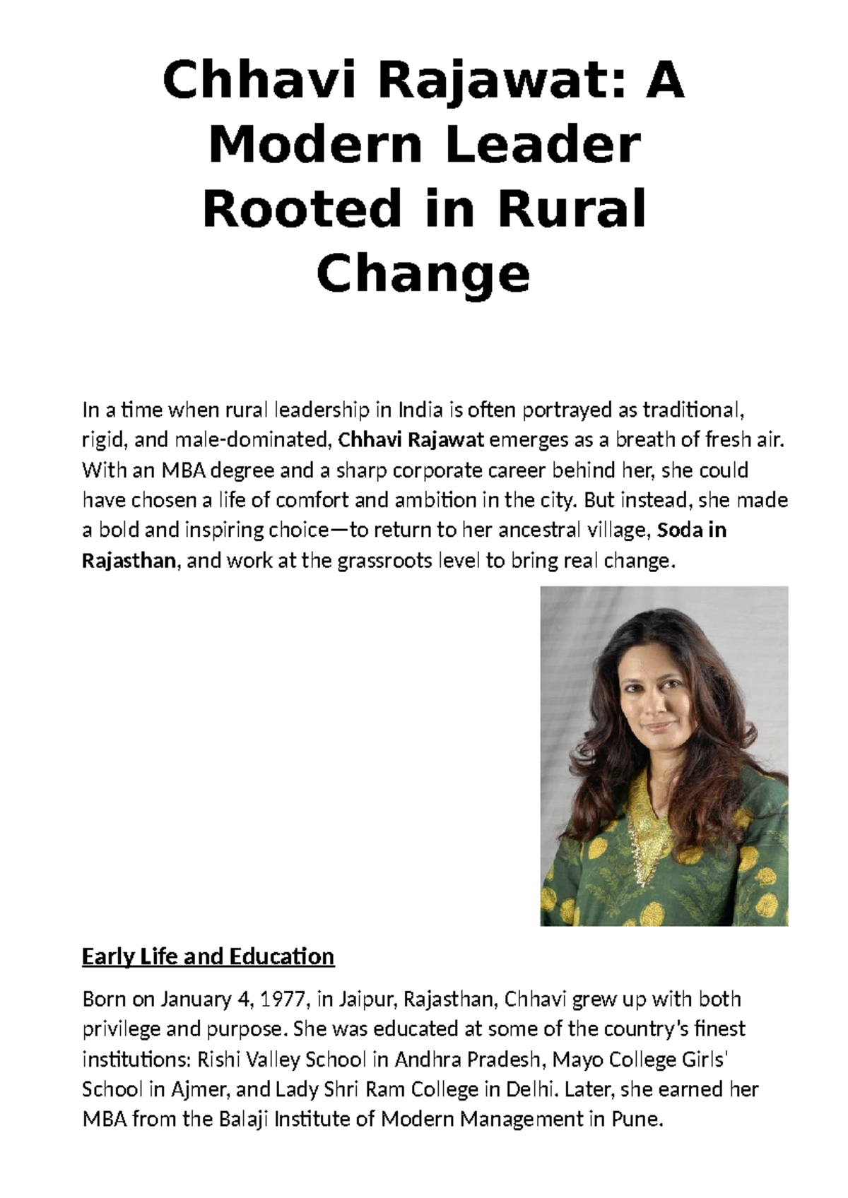 Chhavi Rajawat: Inspiring Rural Leadership and Community Transformation ...