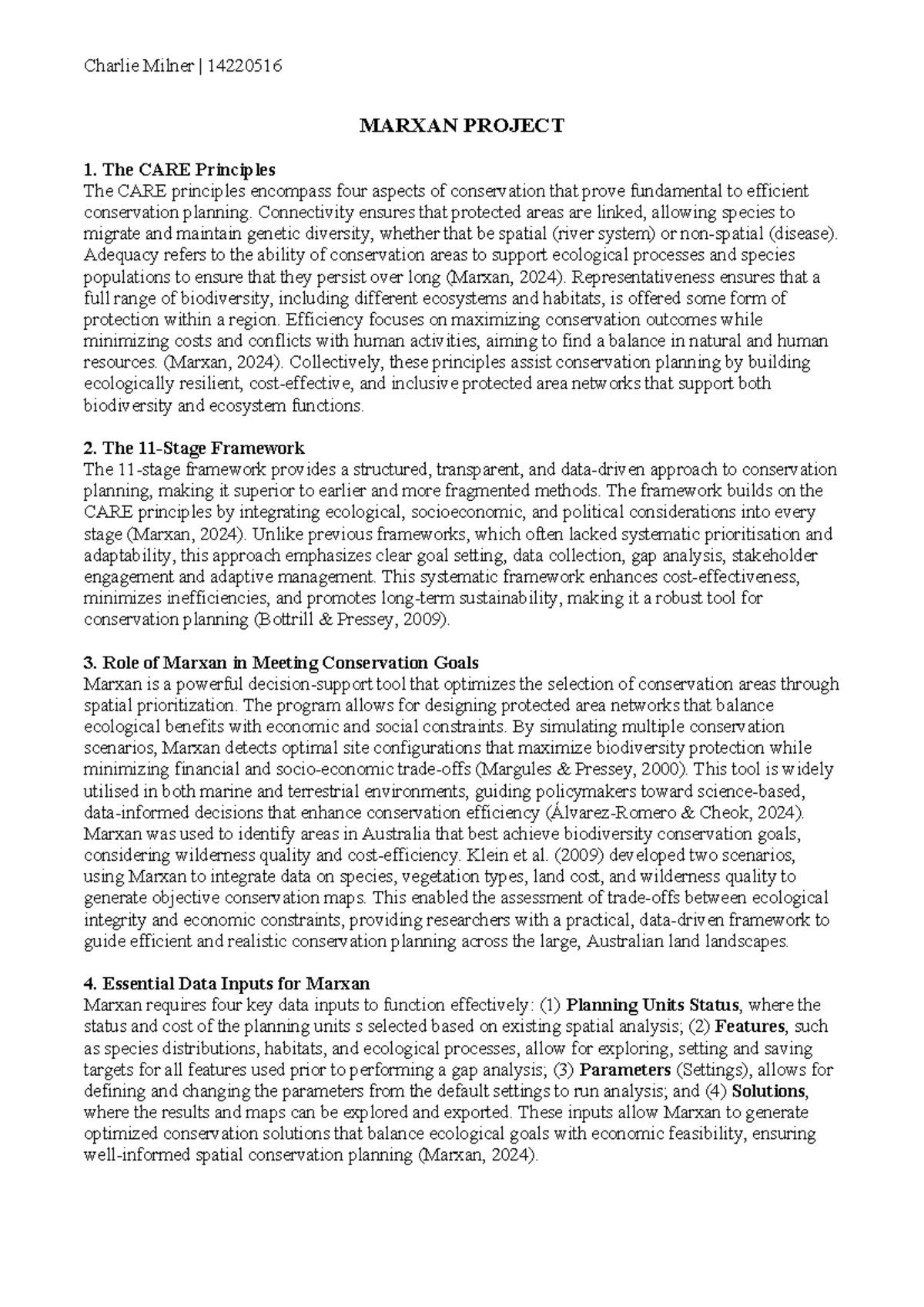 Marxan Project 1: Understanding the CARE Principles in Conservation ...