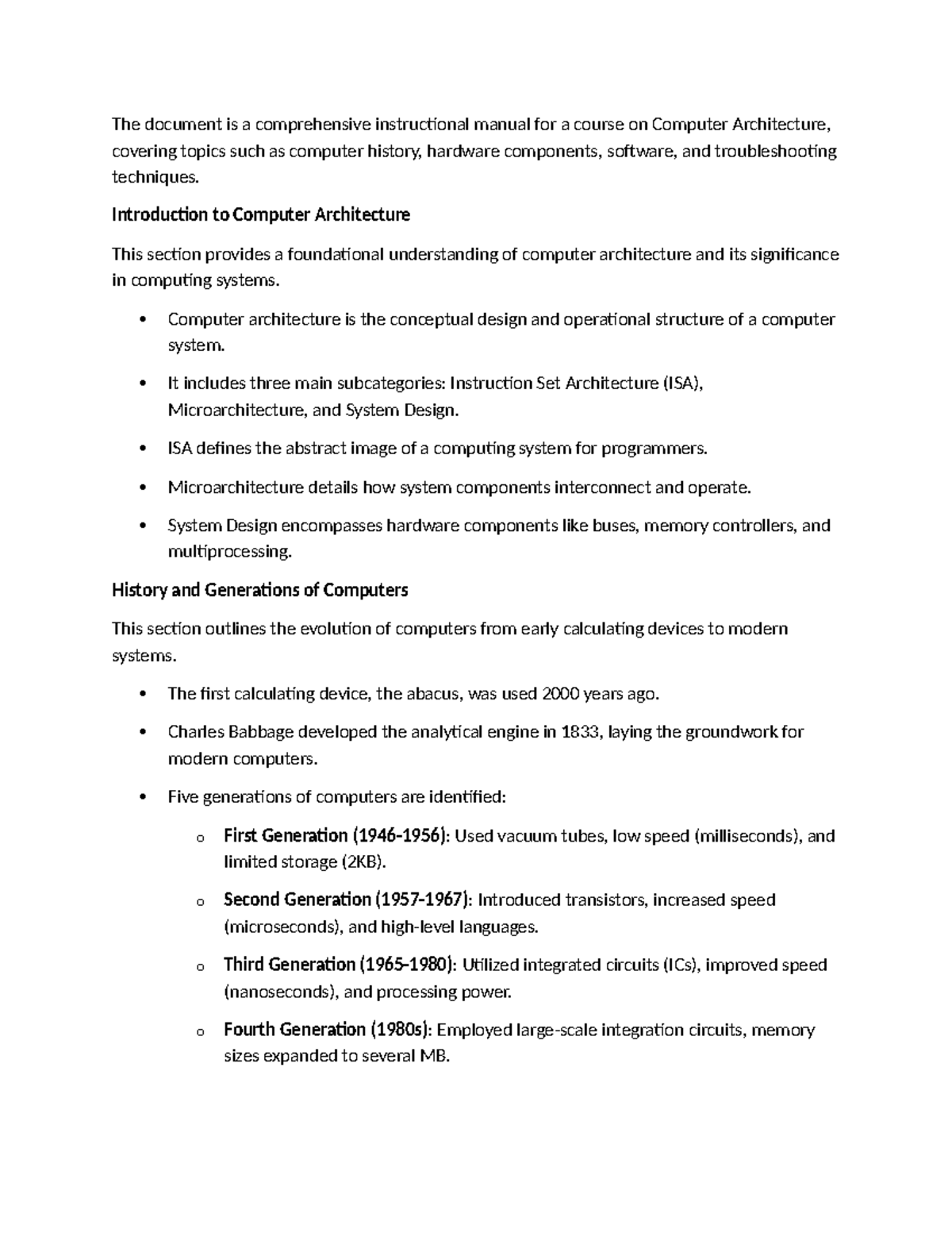Comprehensive Manual for Computer Architecture (CS101) - Studocu