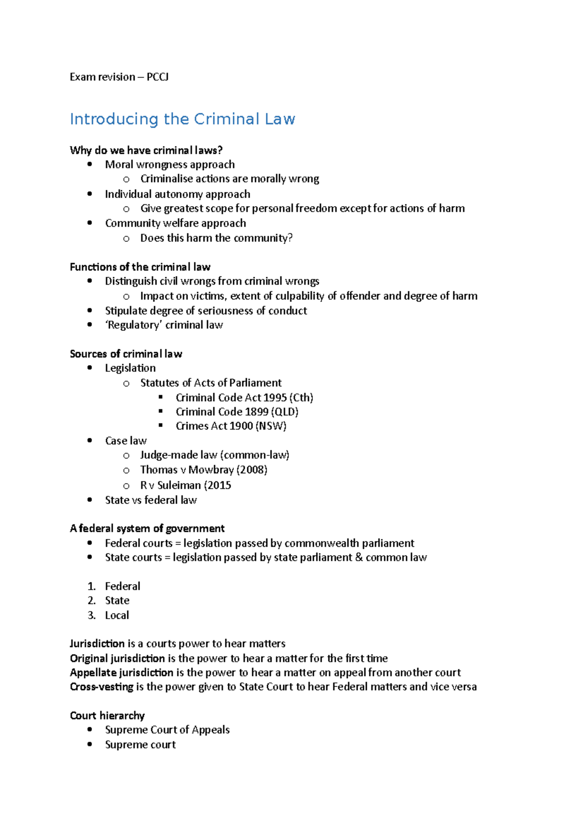 Exam revision – PCCJ - Summary of lecture notes to prepare for the exam ...