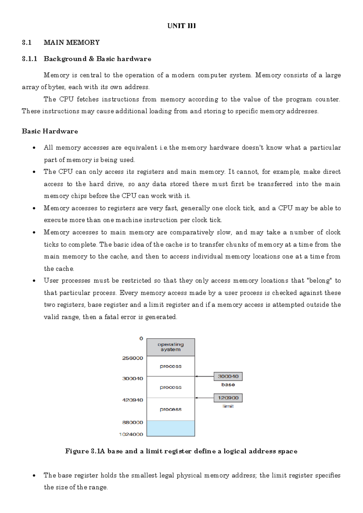 Unit 3: Main Memory Concepts and Management in Operating Systems - Studocu