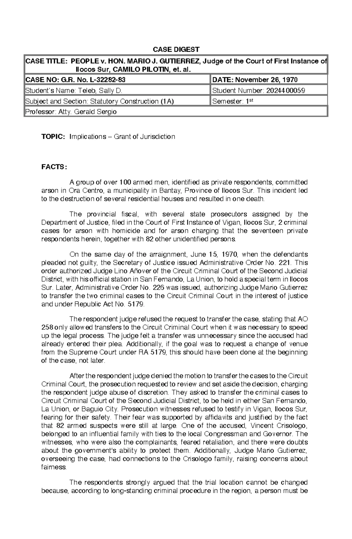 People v. Echegaray Digest - DOCTRINE: Section 11 of RA 7659 states ...