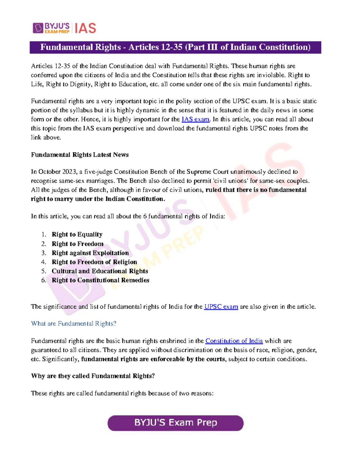 Fundamental Rights of the Indian Constitution: A UPSC GS 2 Overview ...