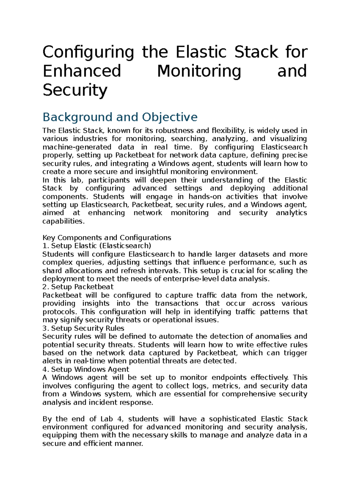 Configuring the Elastic Stack for Enhanced Monitoring and Security ...
