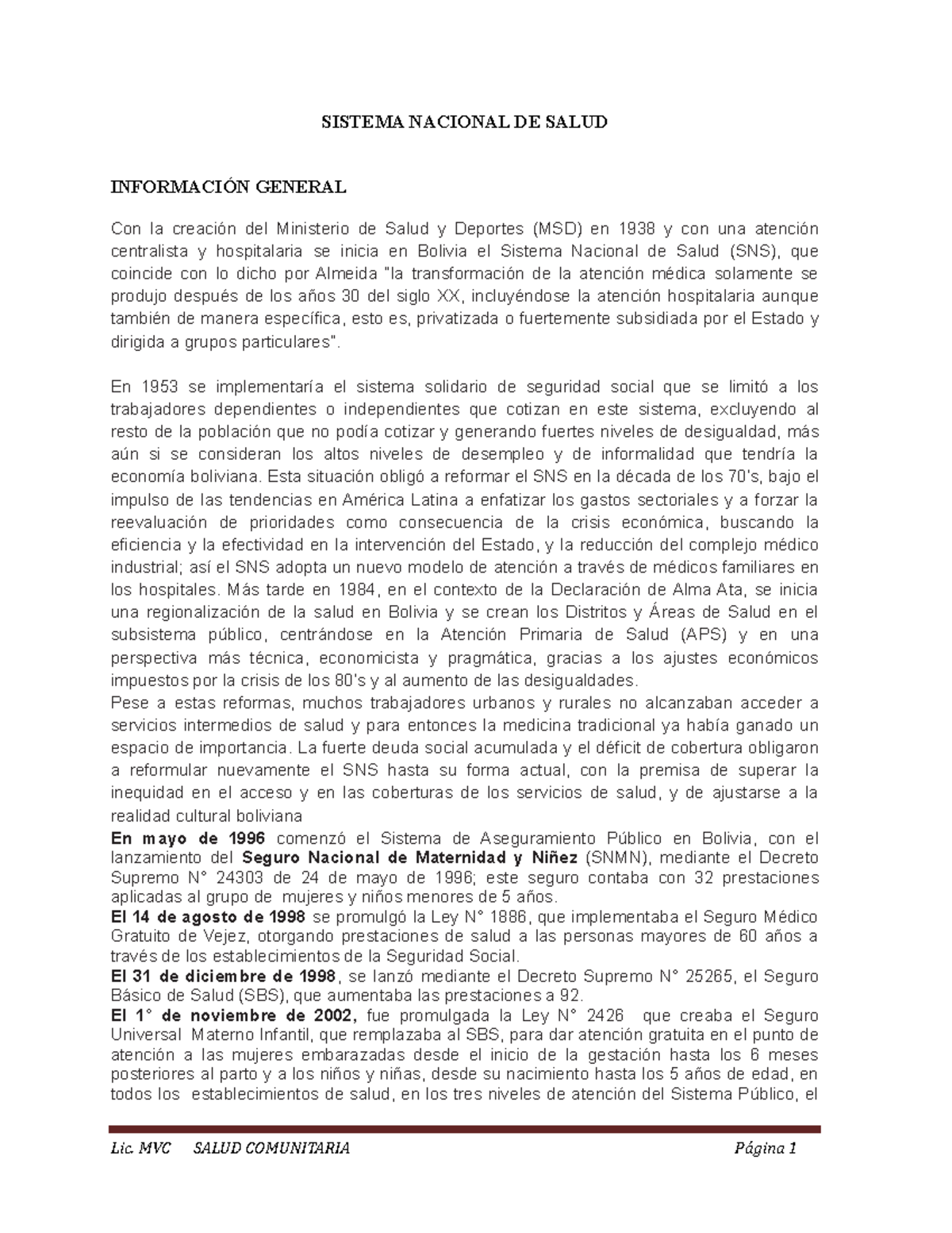 Sistema nacional de salud - En 1953 se implementaría el sistema ...