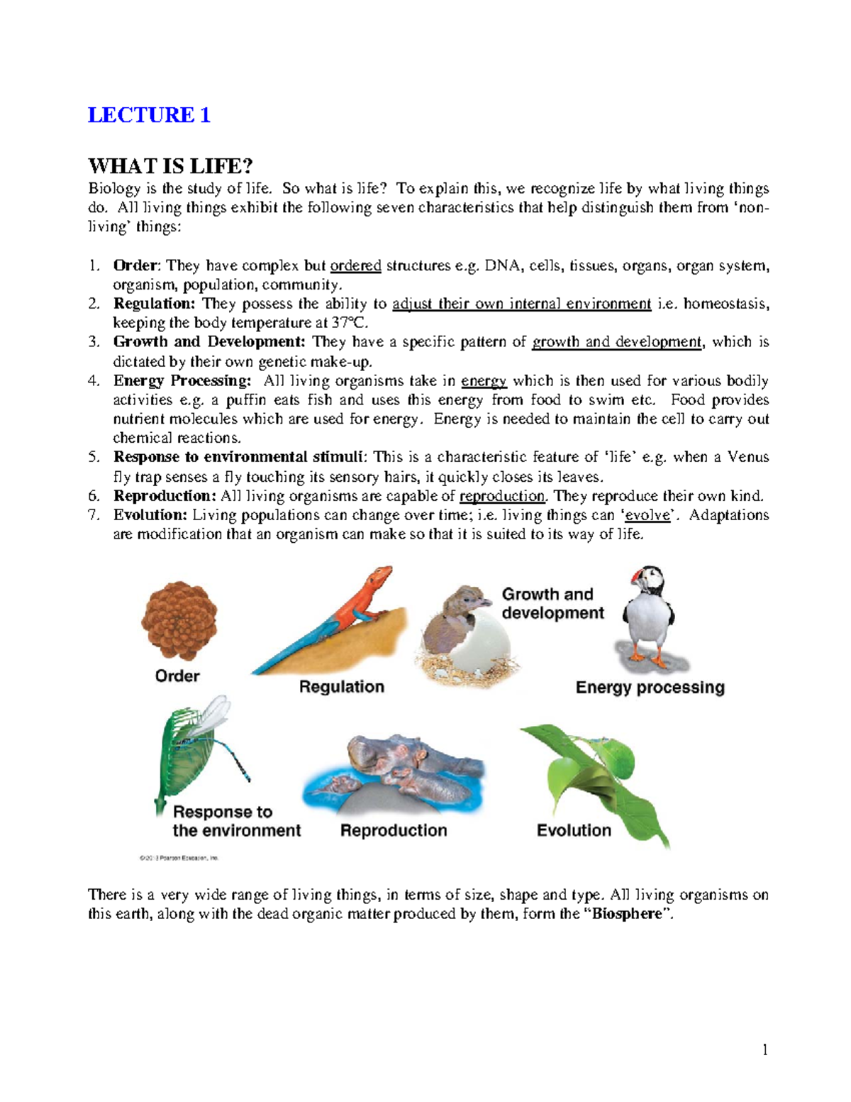 Module 1 Lecture Notes: Life, Ecosystems & Biodiversity - Studocu