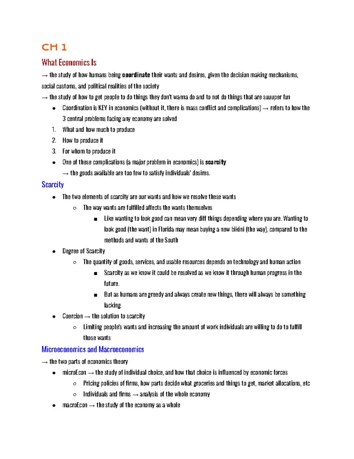 MicroEco 101: Chapter 1 Summary & Key Concepts on Scarcity - Studocu