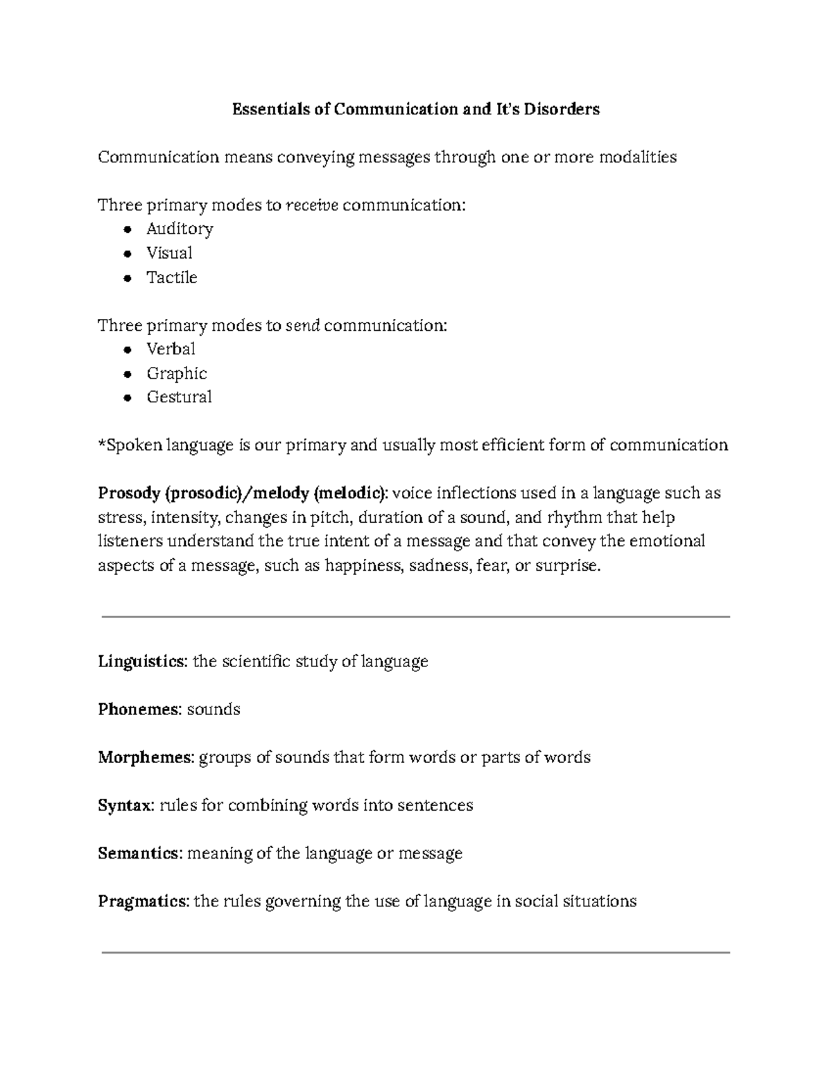 Chapter 1: Essentials of Communication & It's Disorders Overview - Studocu