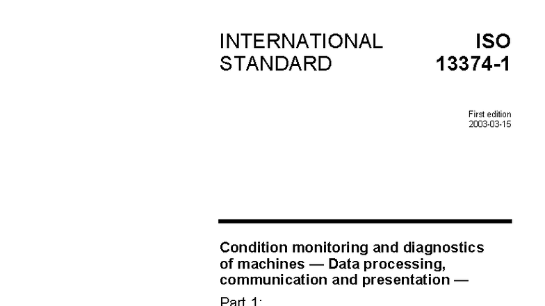 ISO 13374-1:2003 Condition Monitoring & Diagnostics - Data Processing ...