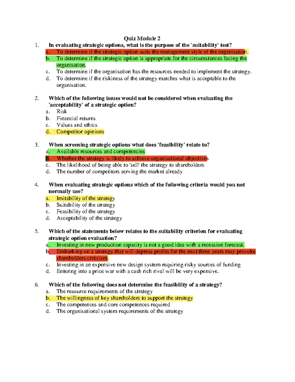 Practice Quiz - Module 3: Emergent vs. Intended Strategy - Studocu