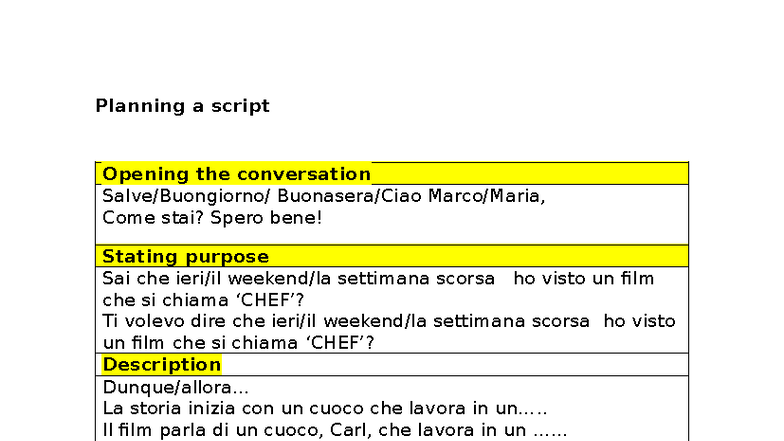 Planning a Script: Film Analysis and Discussion Notes - Studocu