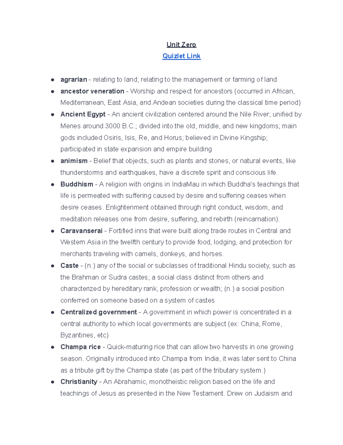 Unit Zero Quizlet Vocabulary: Key Terms and Concepts - Studocu