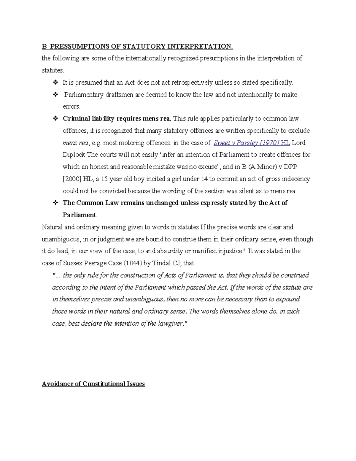 Presumptions of Statutory Interpretation: Key Principles and Cases ...
