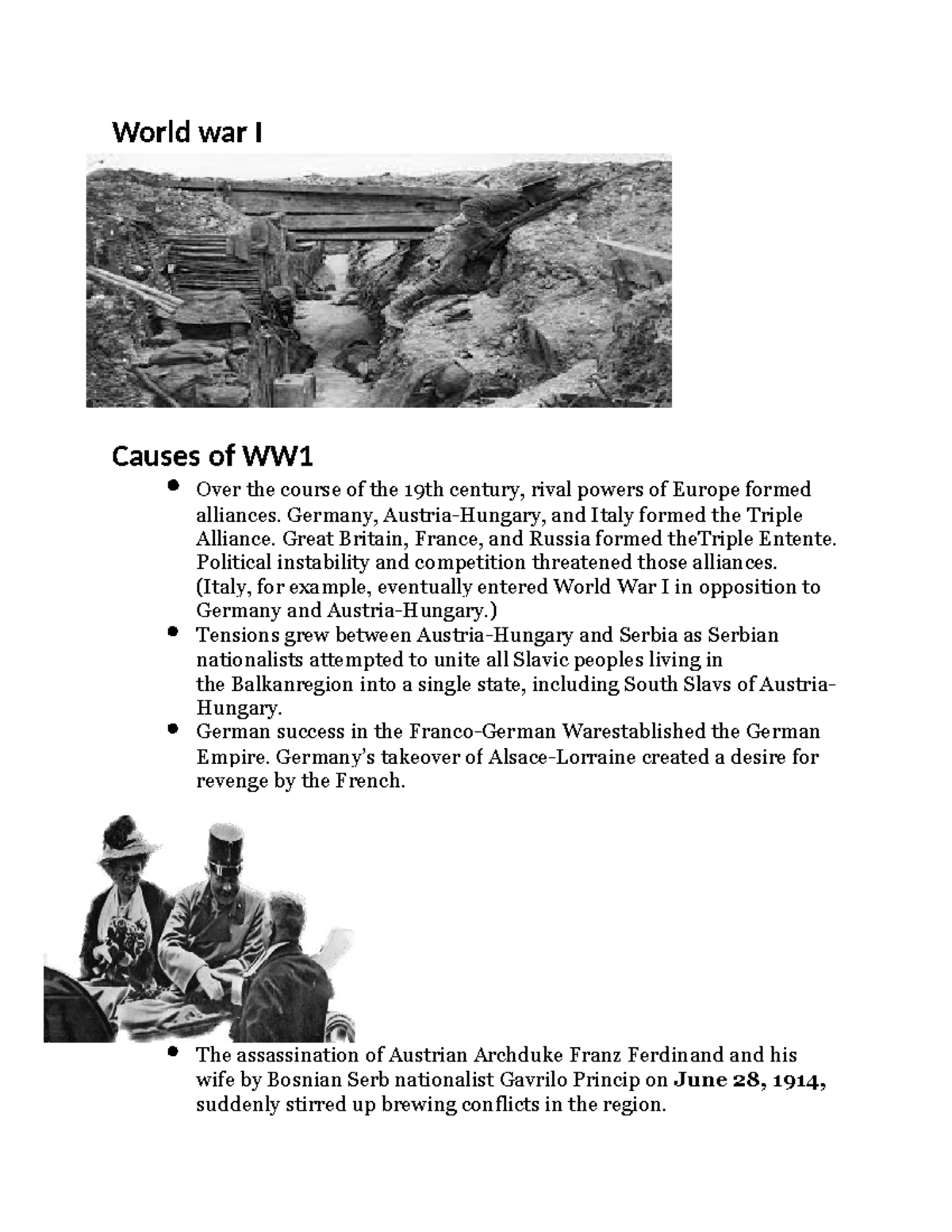 Causes of WW1: Alliances and Tensions Leading to Conflict - Studocu
