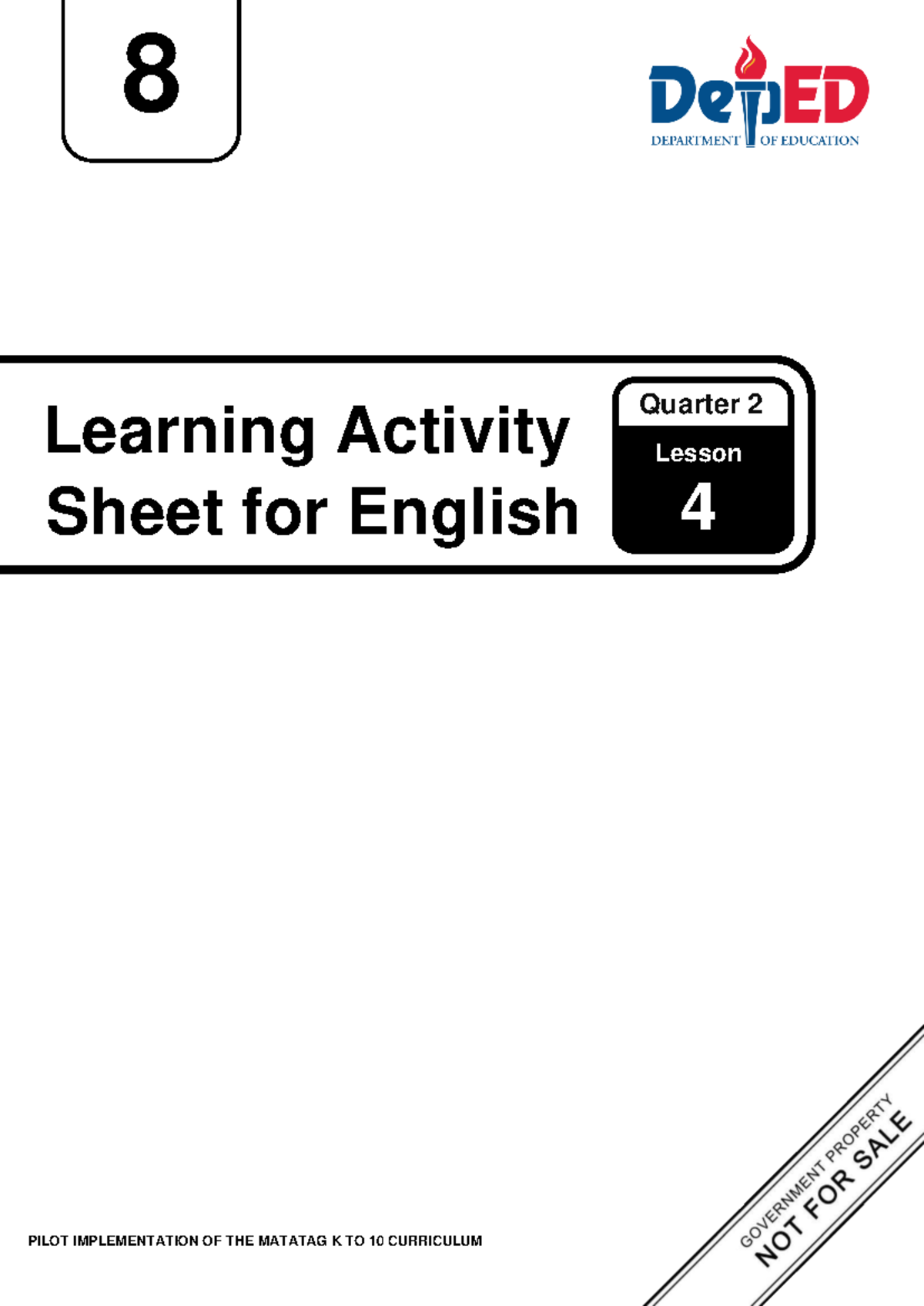 Q2 Learning Activity Sheet for English 8: Lesson 4 (Week 4) - Studocu