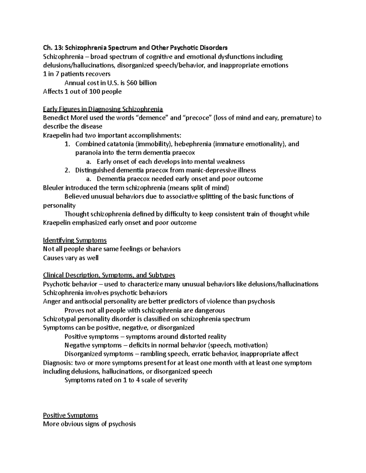 Sch 13 Lecture Notes - Schizophrenia Spectrum Disorders Insights - Studocu