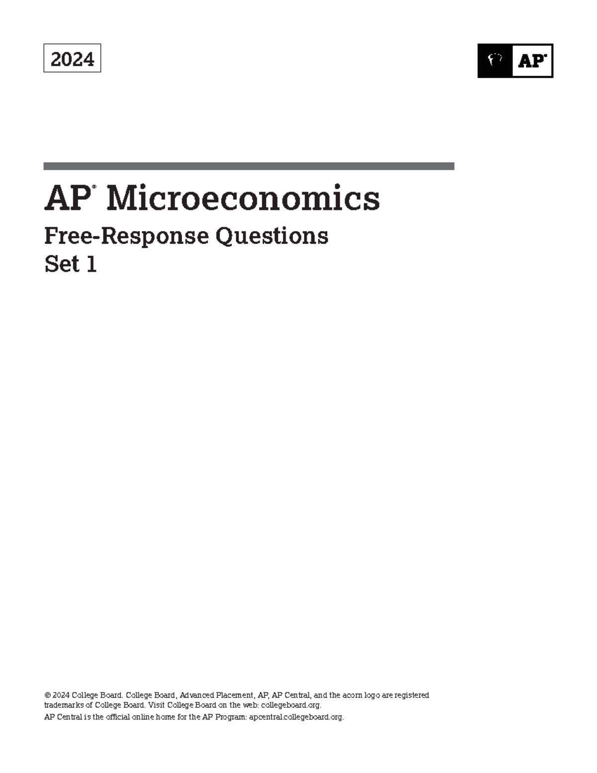 AP24 Microeconomics Free-Response Questions Set 1 - 2024 Unlocked - Studocu
