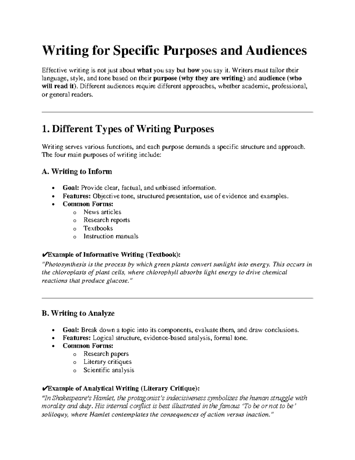 Writing for Specific Purposes and Audiences: A Comprehensive Guide ...