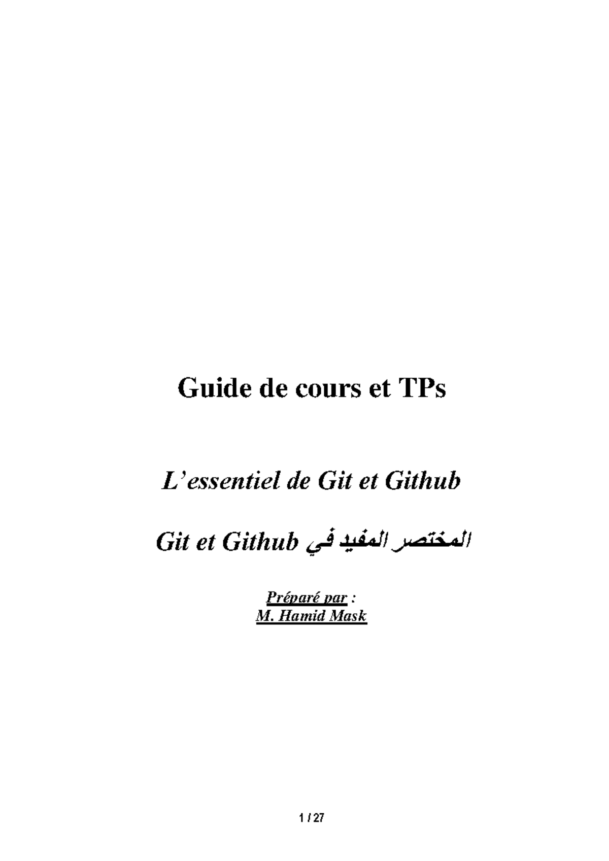 Guide de cours et TPs - M202 - Git et GitHub - Jan 2024 - Studocu