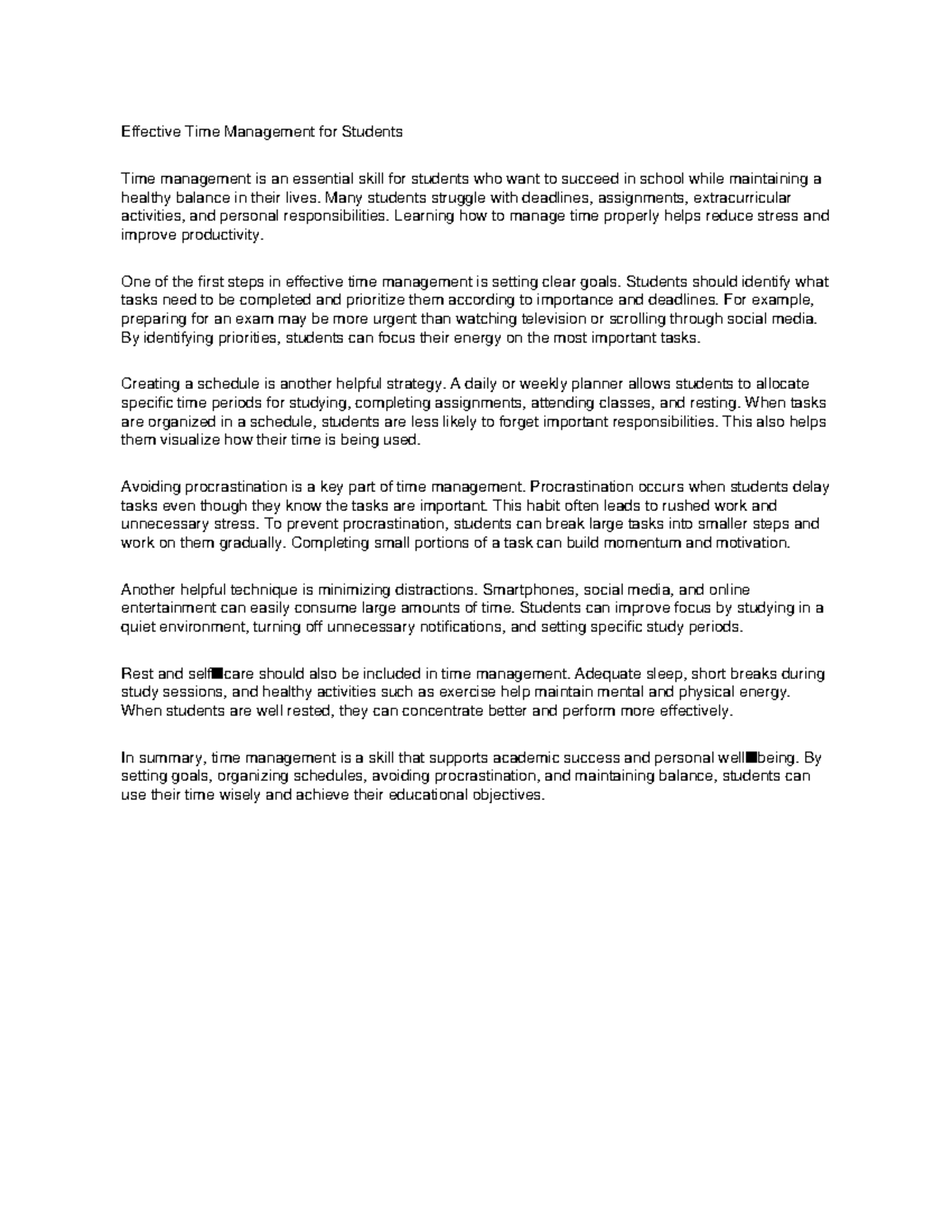Effective Time Management Strategies for Students (Doc 3) - Studocu