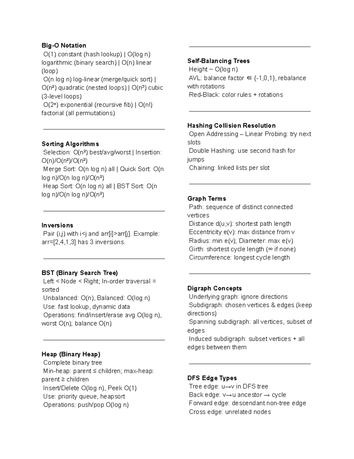 Data Structures & Algorithms: 220 Exam Cheatsheet on Complexity - Studocu