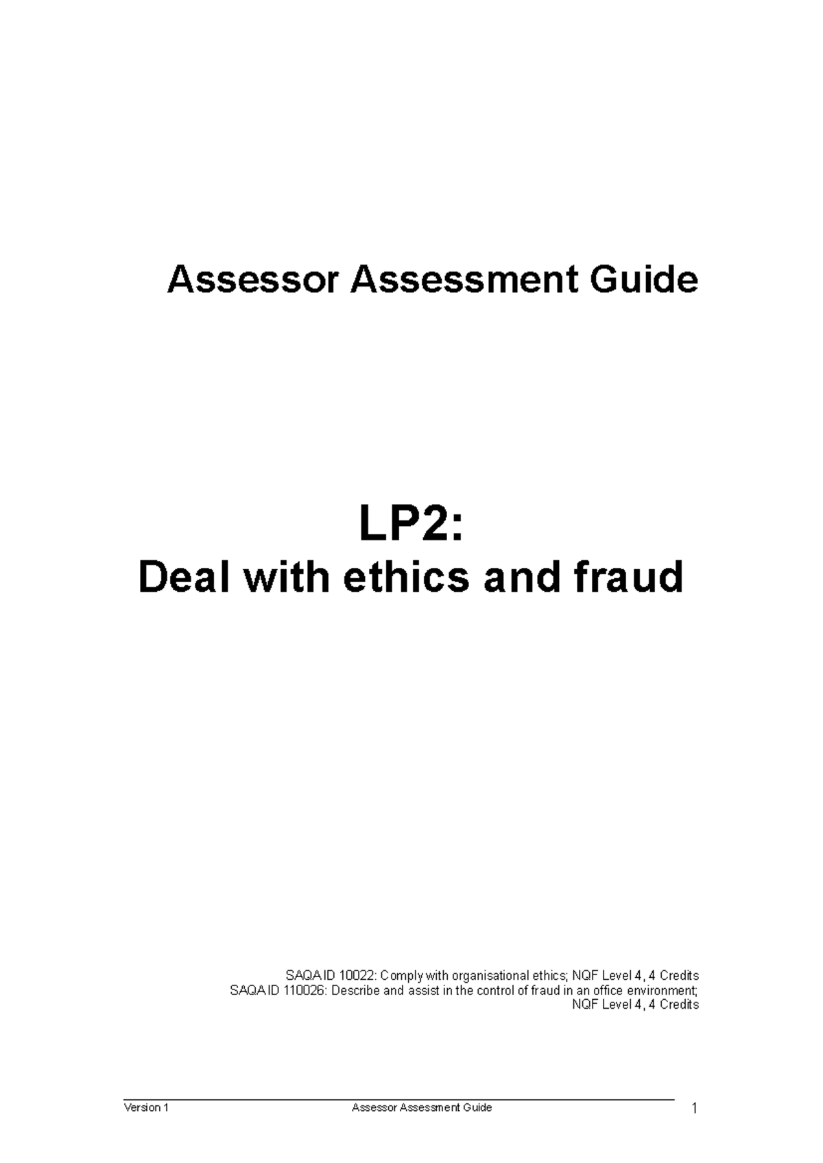 LP2 Assessor Assessment Guide with memorandum - Assessor Assessment ...