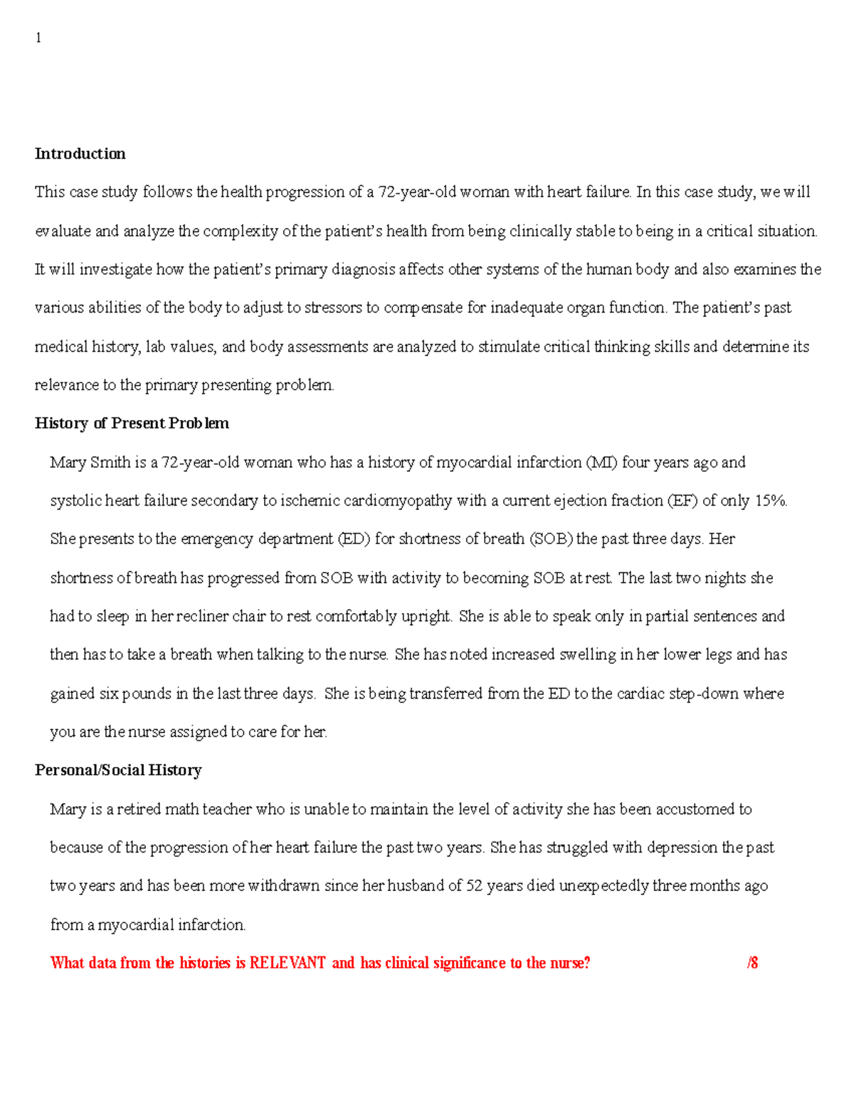 Cardiac Case Study: Evaluating Heart Failure in a 72-Year-Old Patient ...