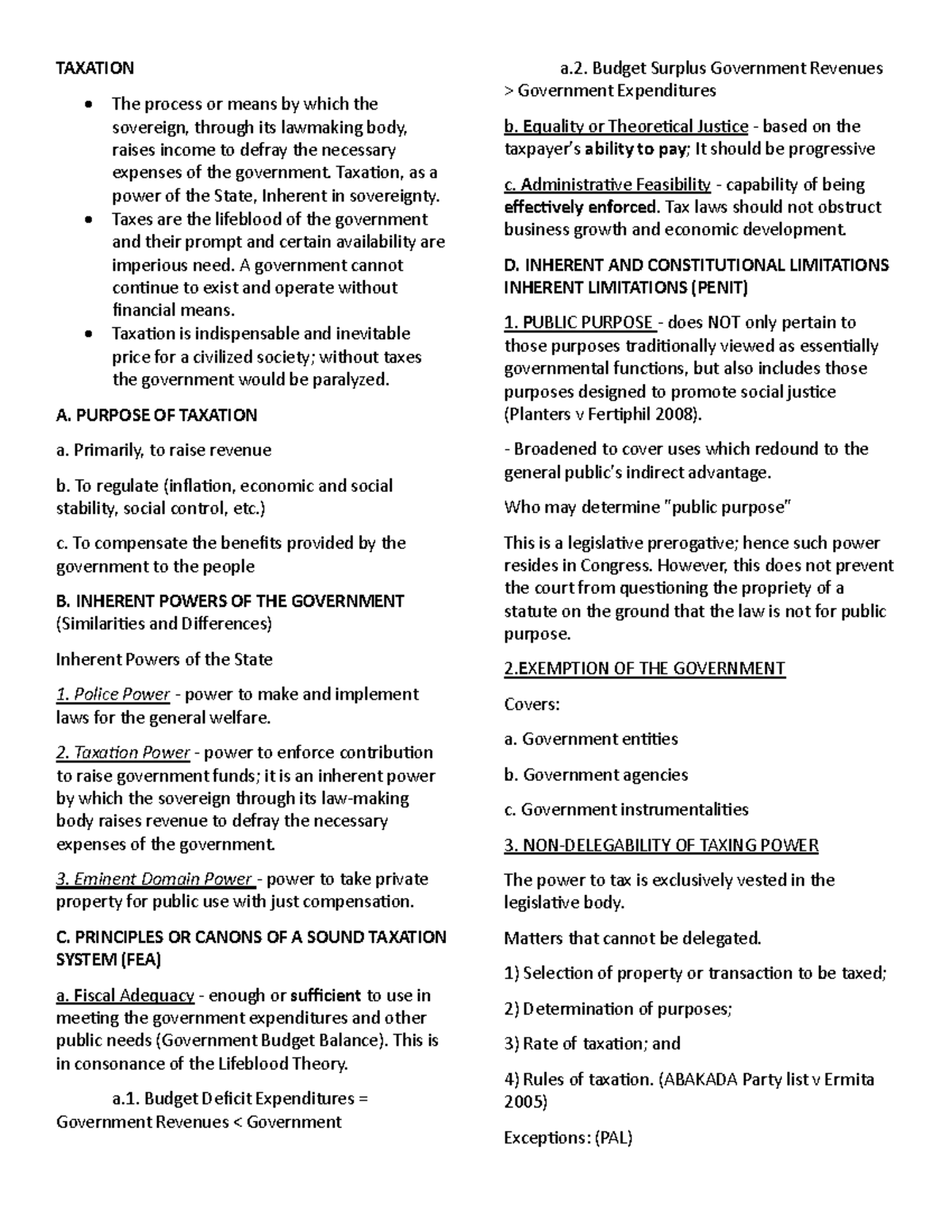General Principles of Taxation (TAX101) - An In-Depth Overview - Studocu