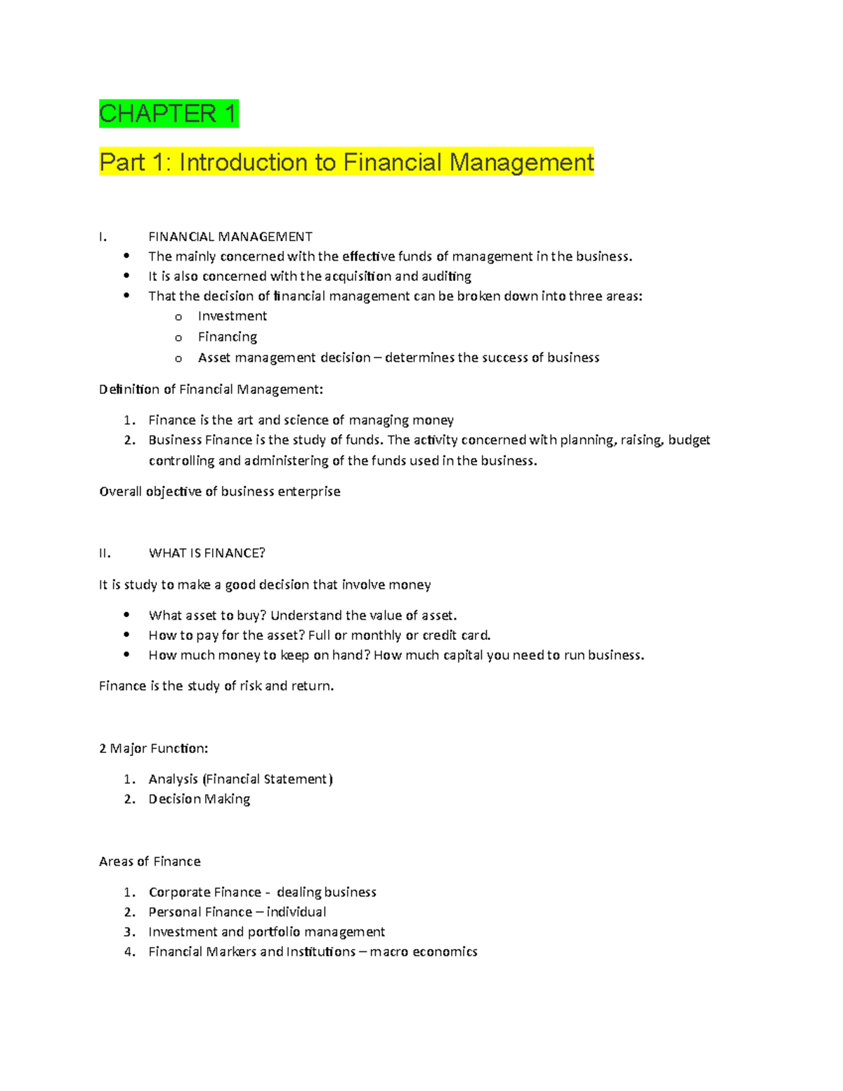 MBA104 - Financial Management: Overview of Financial Principles and ...