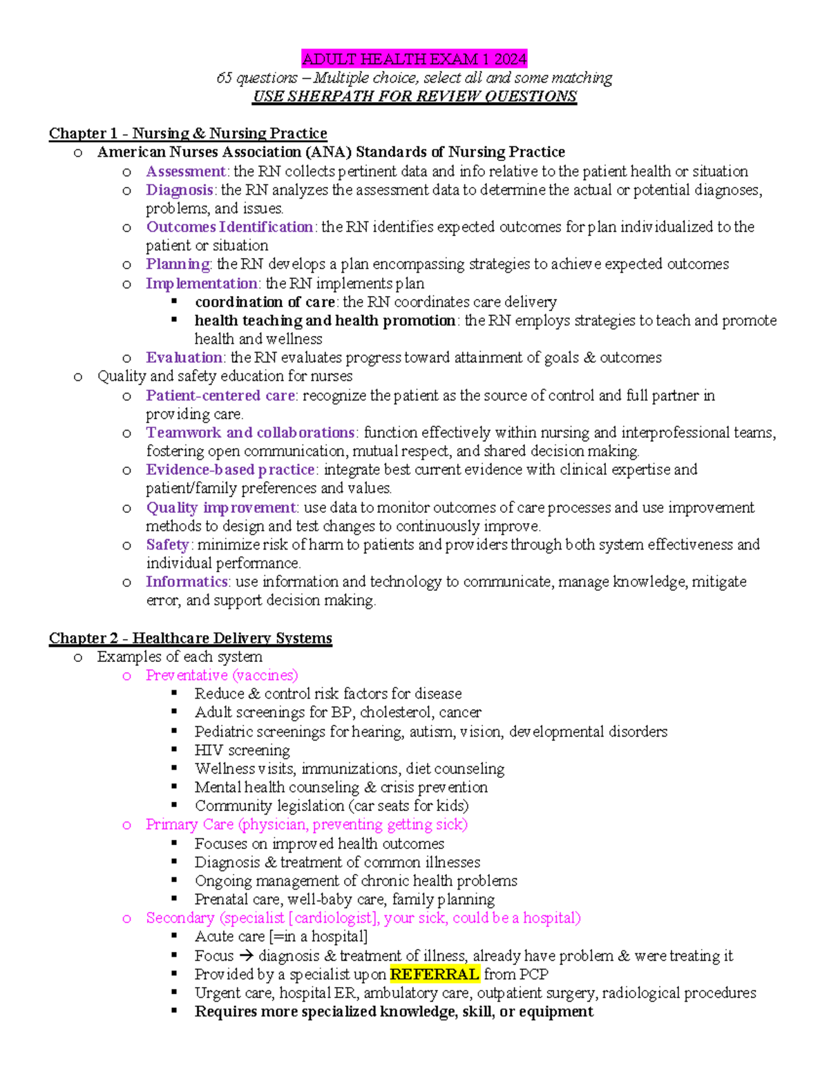 AH EXAM 1 STUDY GUIDE 2024: Comprehensive Review Notes - Studocu