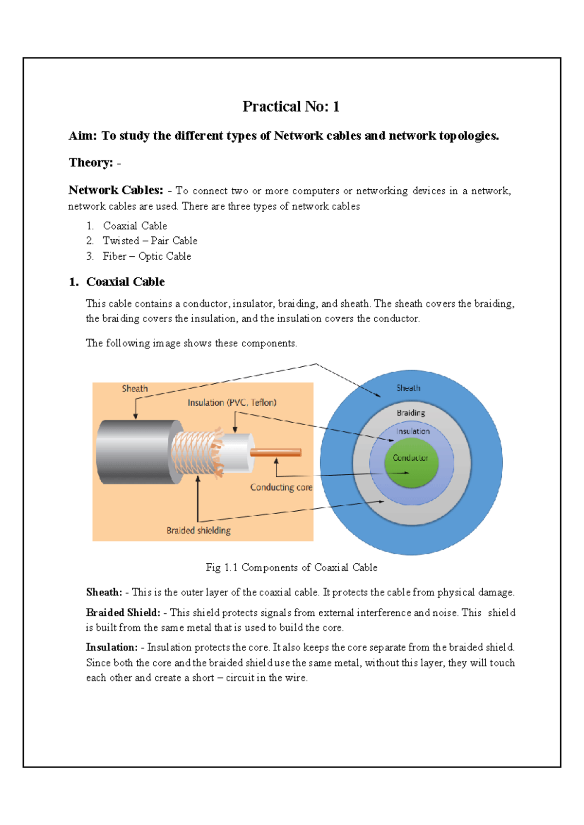 CN - Exp 1: Study of Network Cables & Topologies - Studocu