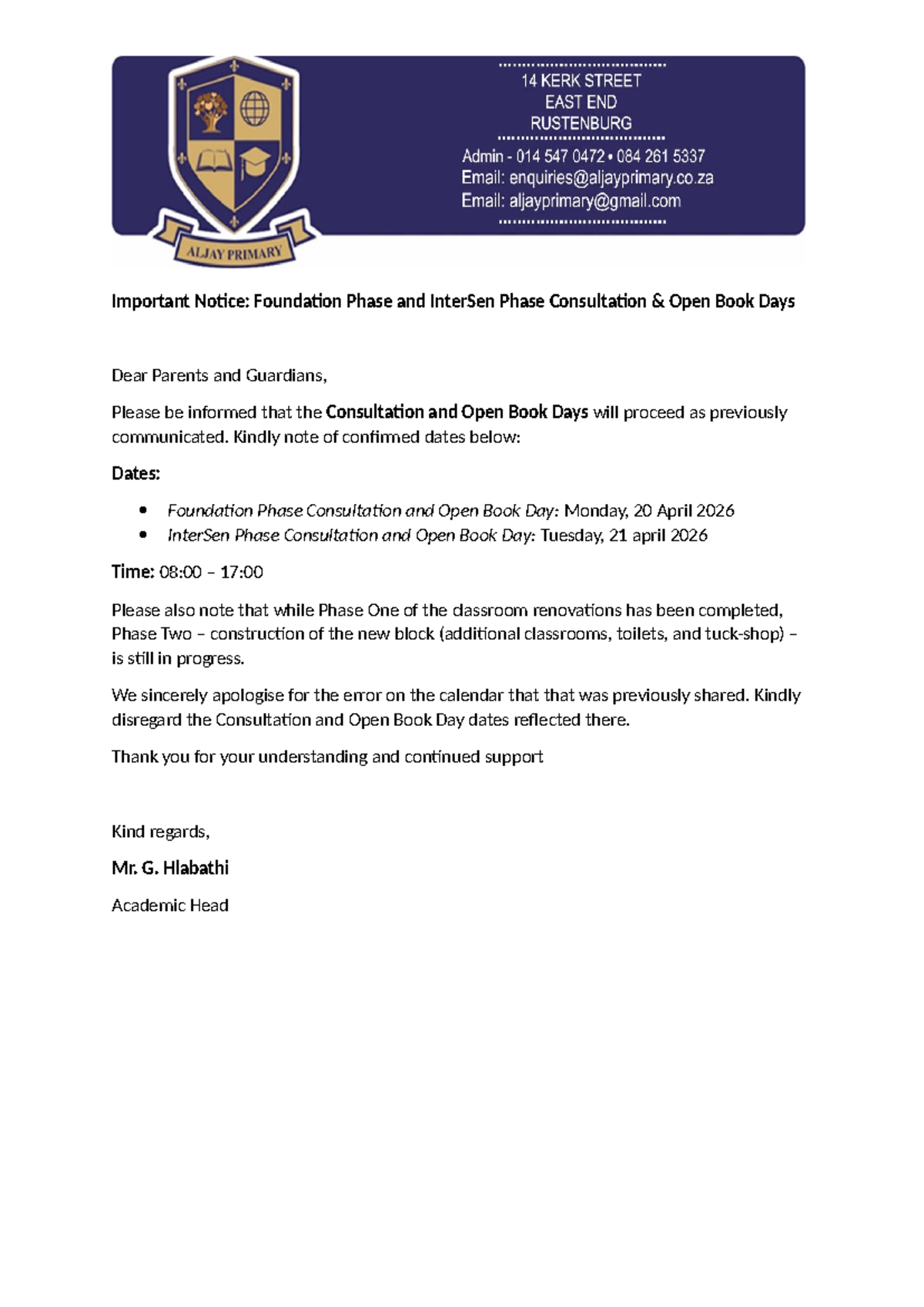 Important Notice: Foundation & InterSen Phase Consultation Days - Studocu