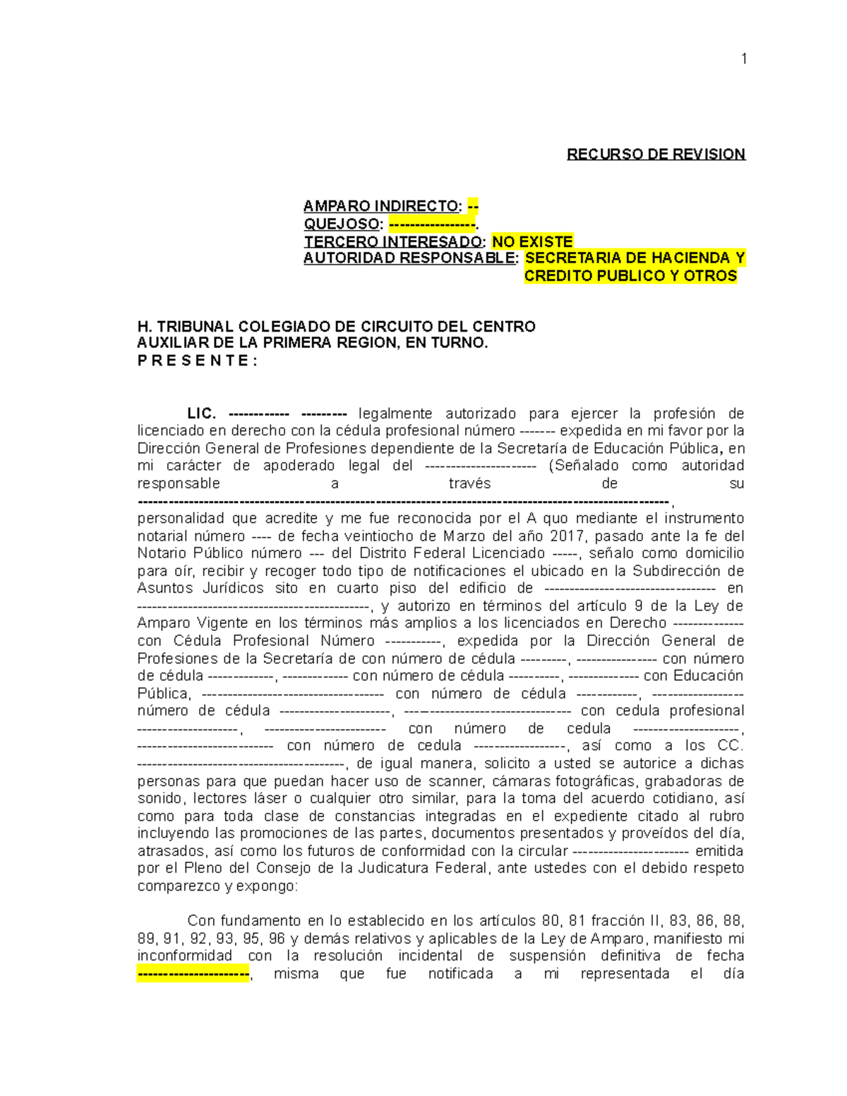 Recurso de Revisión en Amparo Indirecto (Ley de Amparo) - Studocu