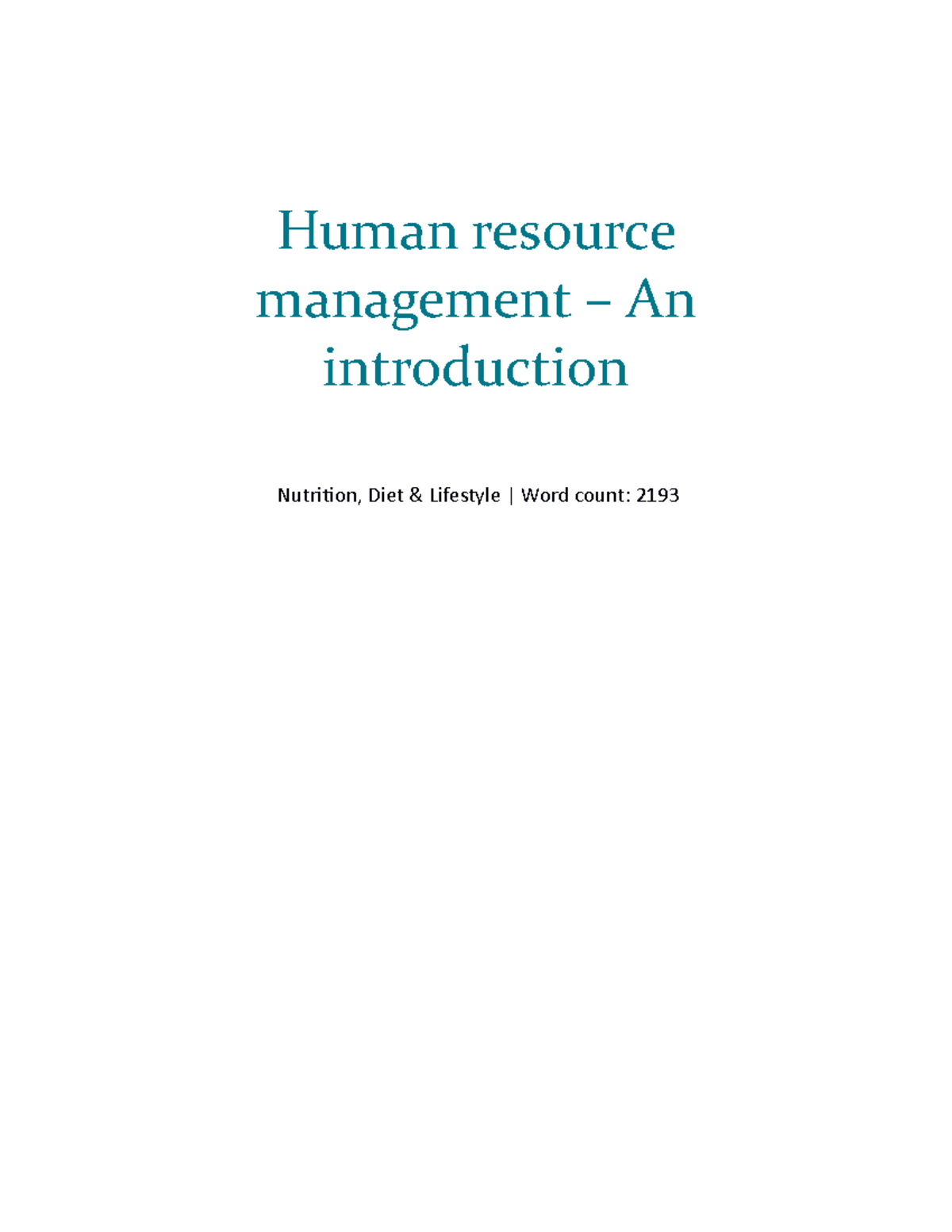 POIC. A2. HRM individual report - Human resource management – An ...