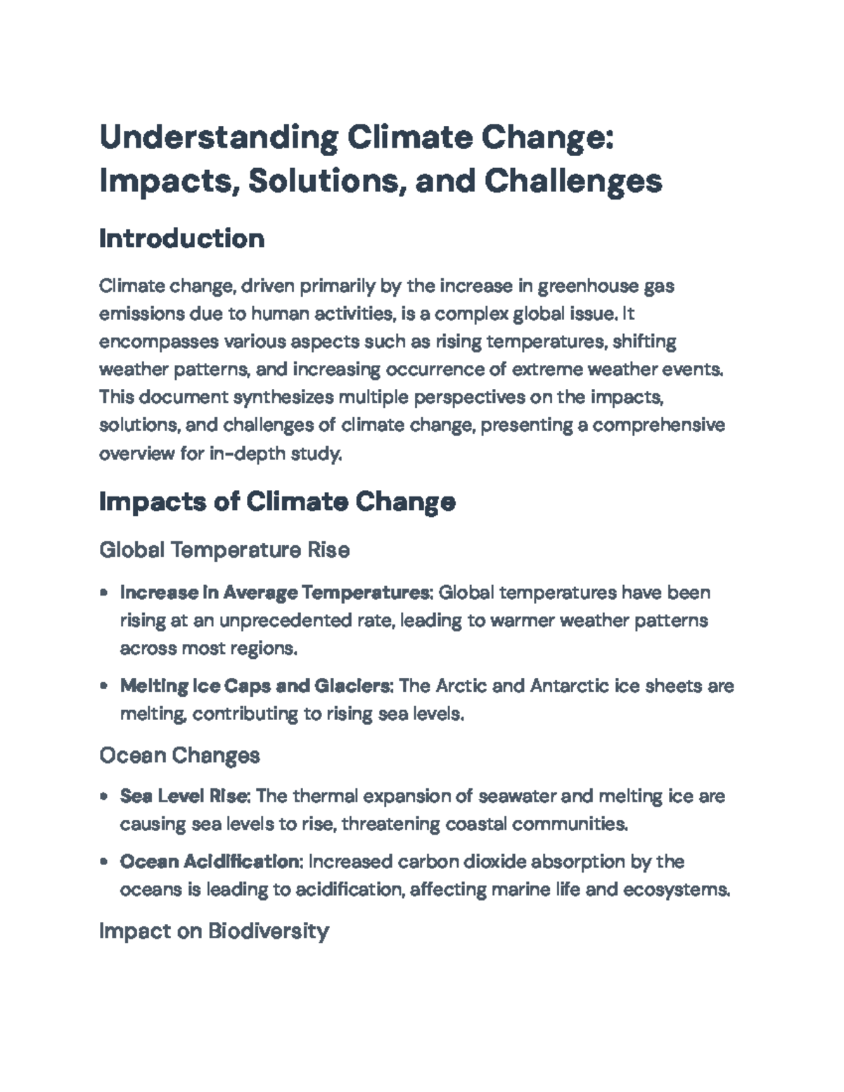 Climate Change Overview: Impacts, Solutions, and Challenges ...