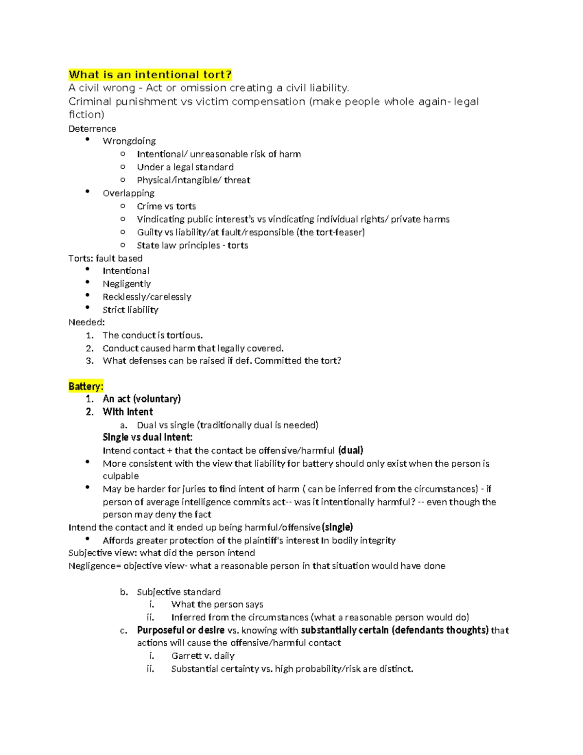Tort Law Overview: Key Cases on Premises Liability and Negligence - Studocu