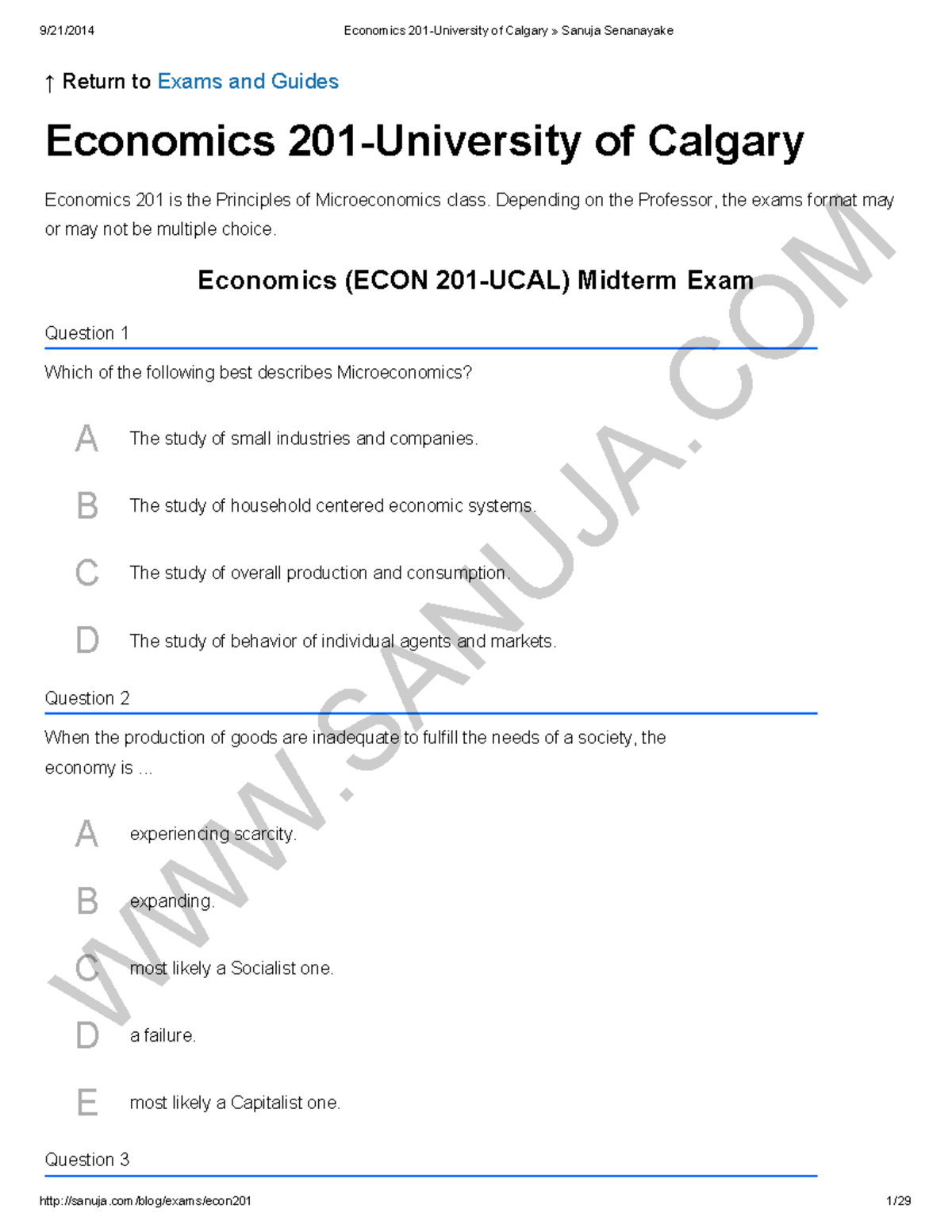 ECON 201 Midterm - Practice Questions for Microeconomics Exam - Studocu