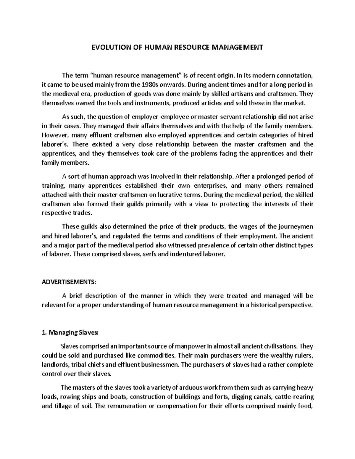 Evolution of Human Resource Management - EVOLUTION OF HUMAN RESOURCE ...