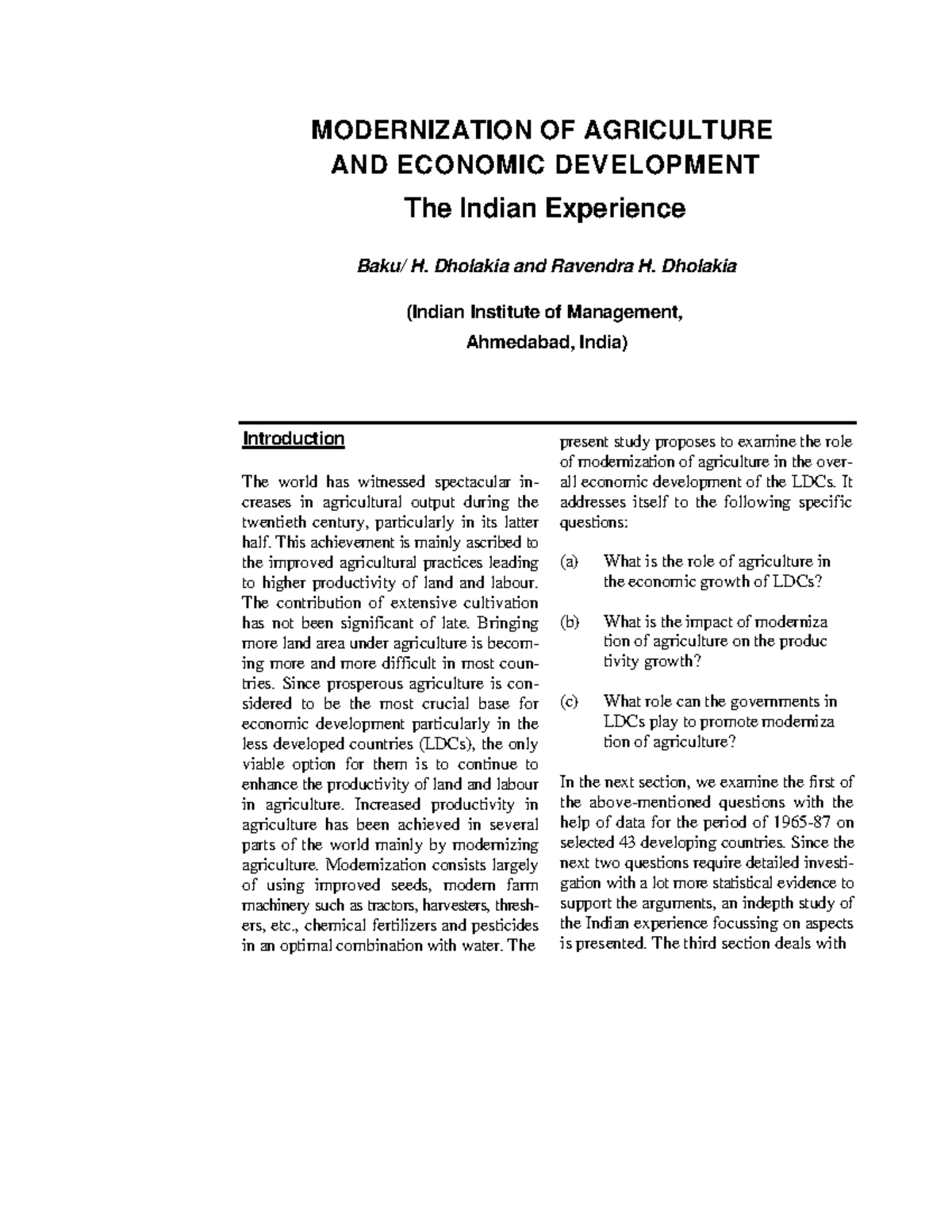 Modernization of Agriculture & Its Economic Impact in India - Studocu
