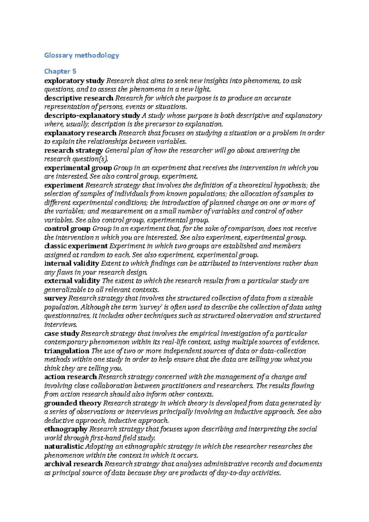 Methodology Glossary for Research: Key Terms & Concepts - Studeersnel