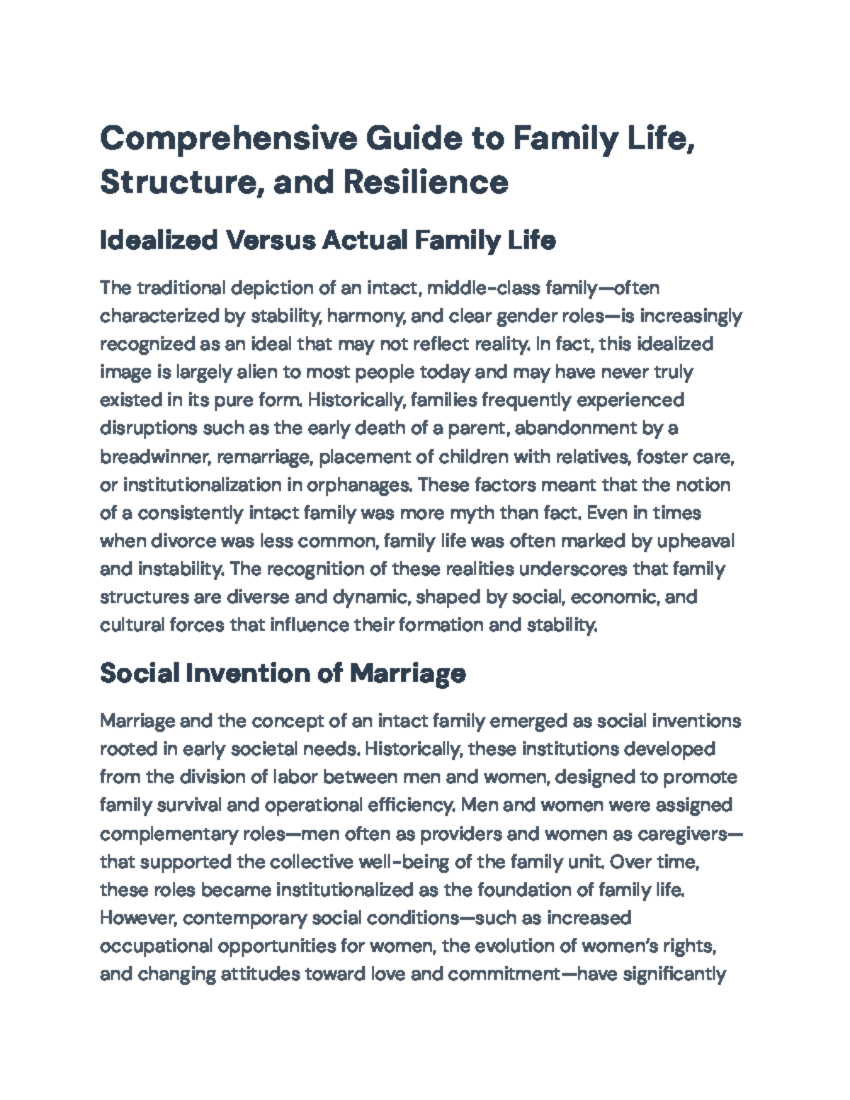 Comprehensive Study on Family Life, Structure & Resilience: Ideal vs ...
