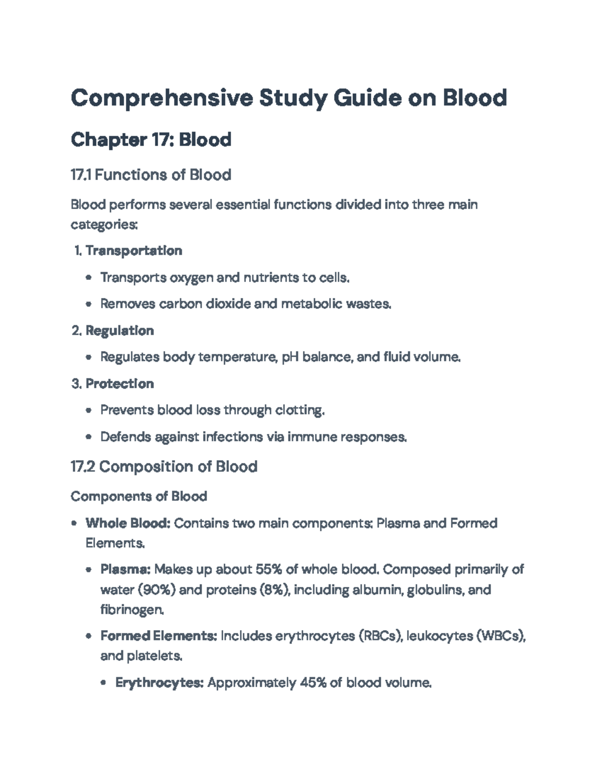 Comprehensive Study Guide: Anatomy & Physiology of Blood ...