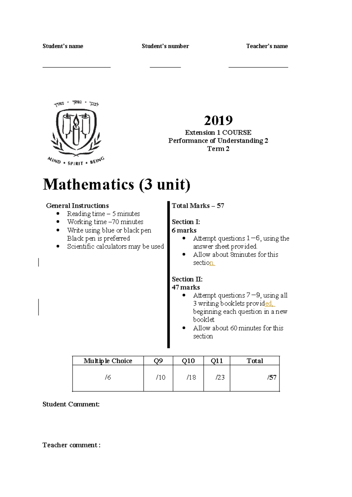 2019 Yr 11 Extension 1 Mathematics POU 2 Trigonometry Exam Notes - Studocu