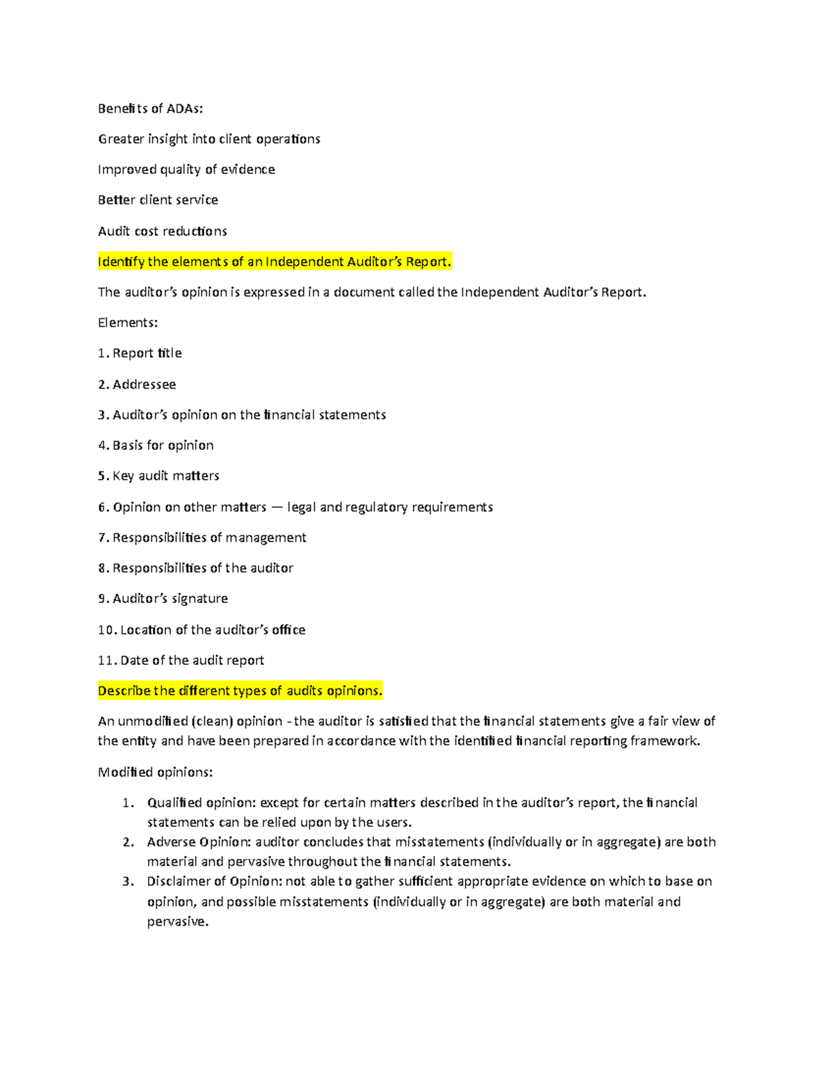 Unit 1 Note 5: Understanding Independent Audit Reports and Opinions ...