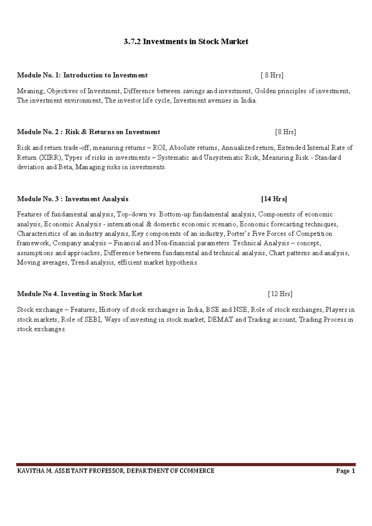 Chapter 1 Notes on Investment in Stock Market (FIN 101) - Studocu