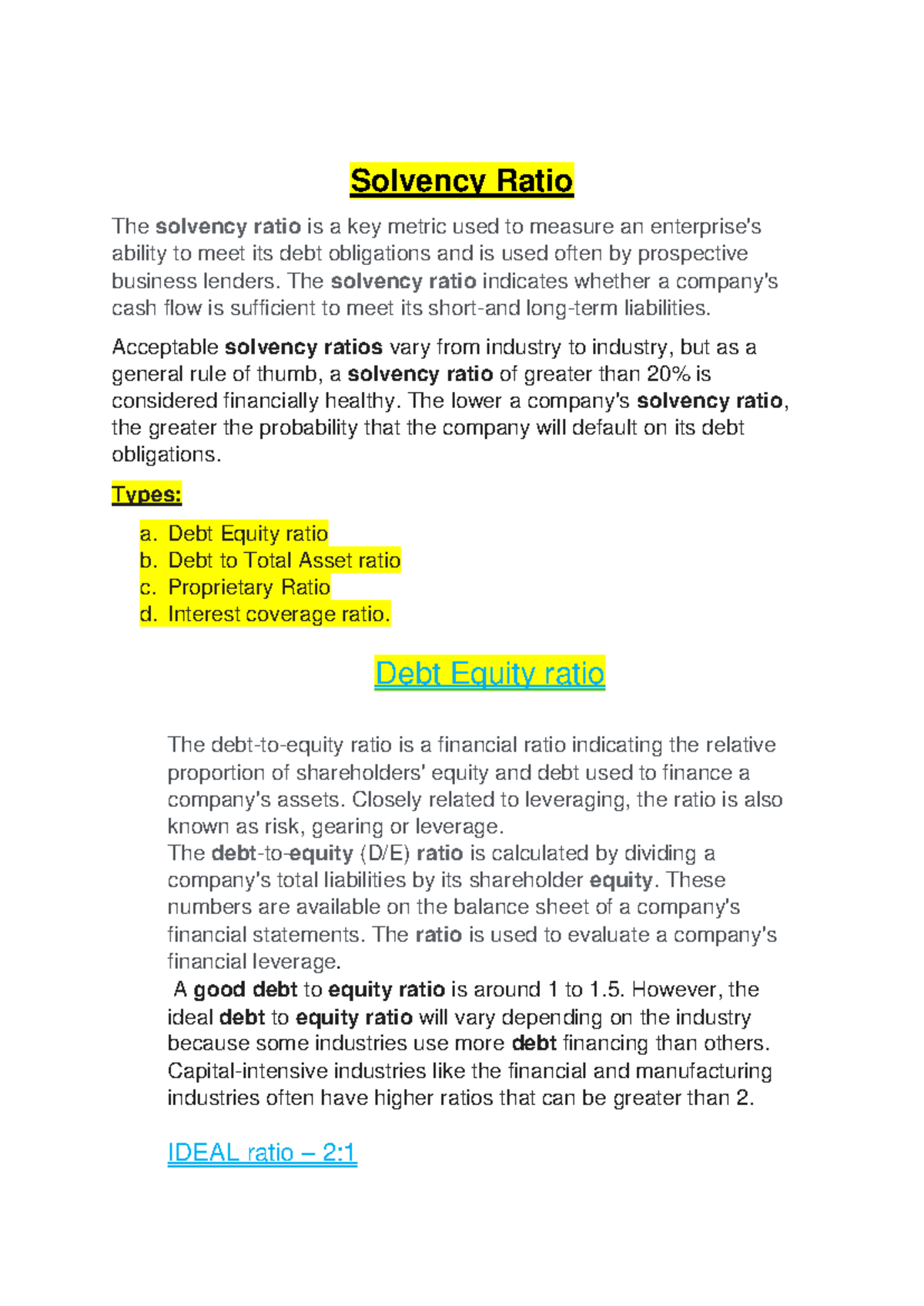Financial Analysis of Solvency Ratios: Debt and Equity Metrics ...